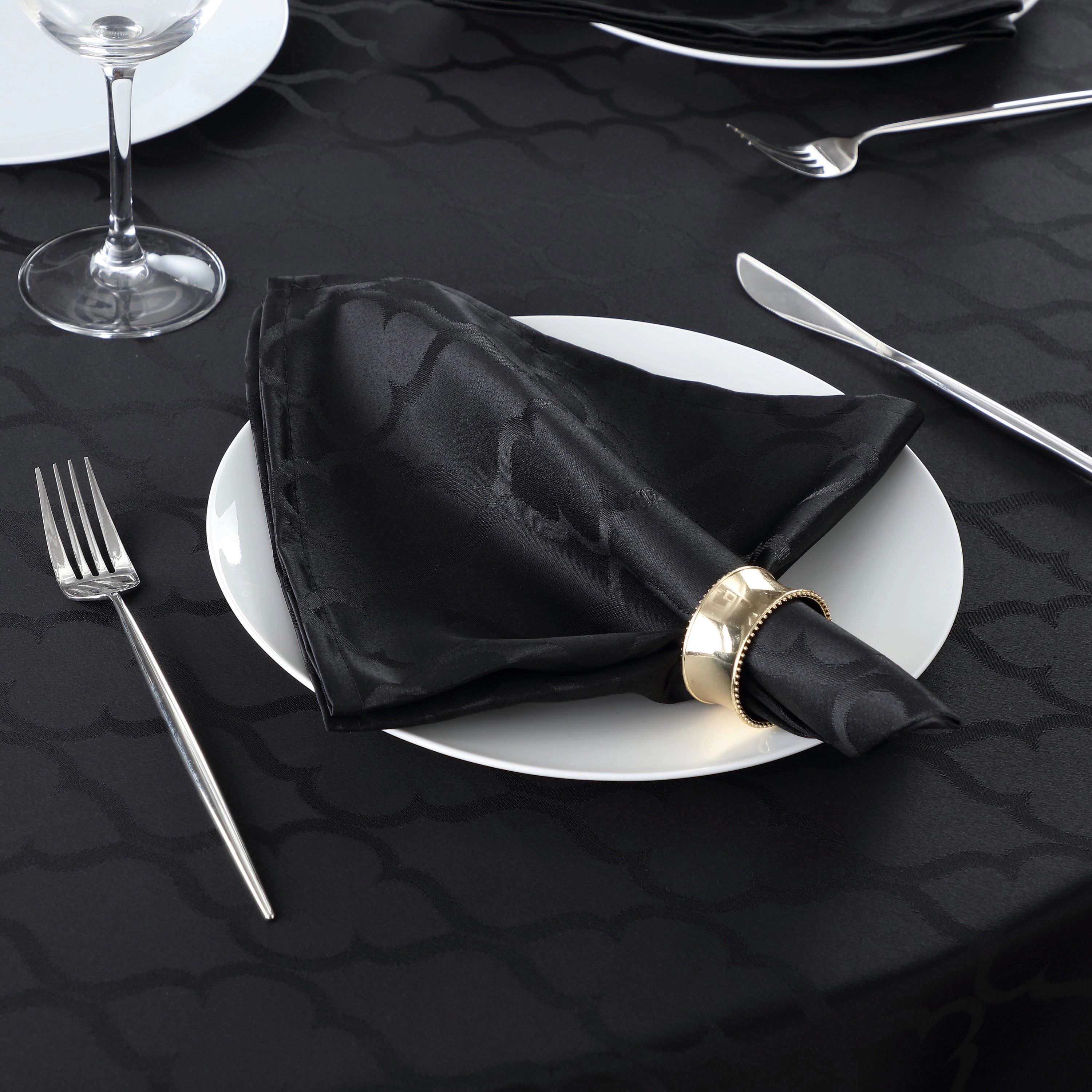HLC.ME Modena Lattice Jacquard Fabric Water Resistant Dining Table Napkins - Set of 4