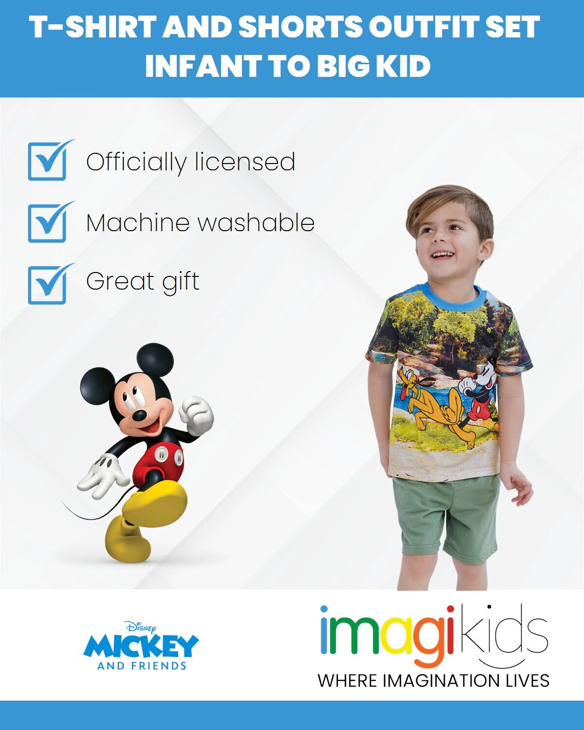 Disney Mickey Mouse Boys' 2-Piece T-Shirt and Shorts Set