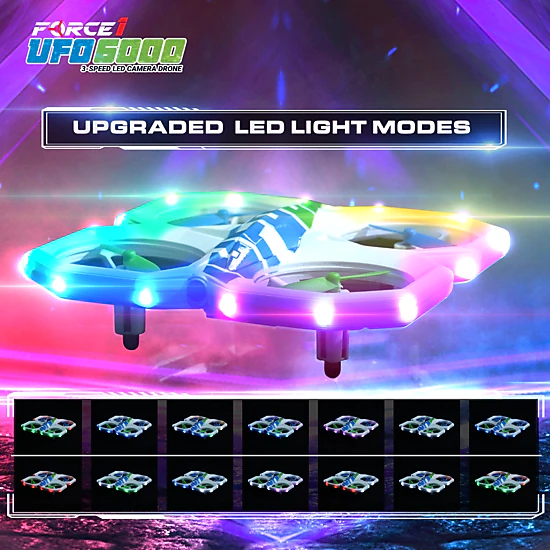 Force1 UFO 6000 Mini RC Stunt Aerial Drone, Multicolor LED Lights with Camera