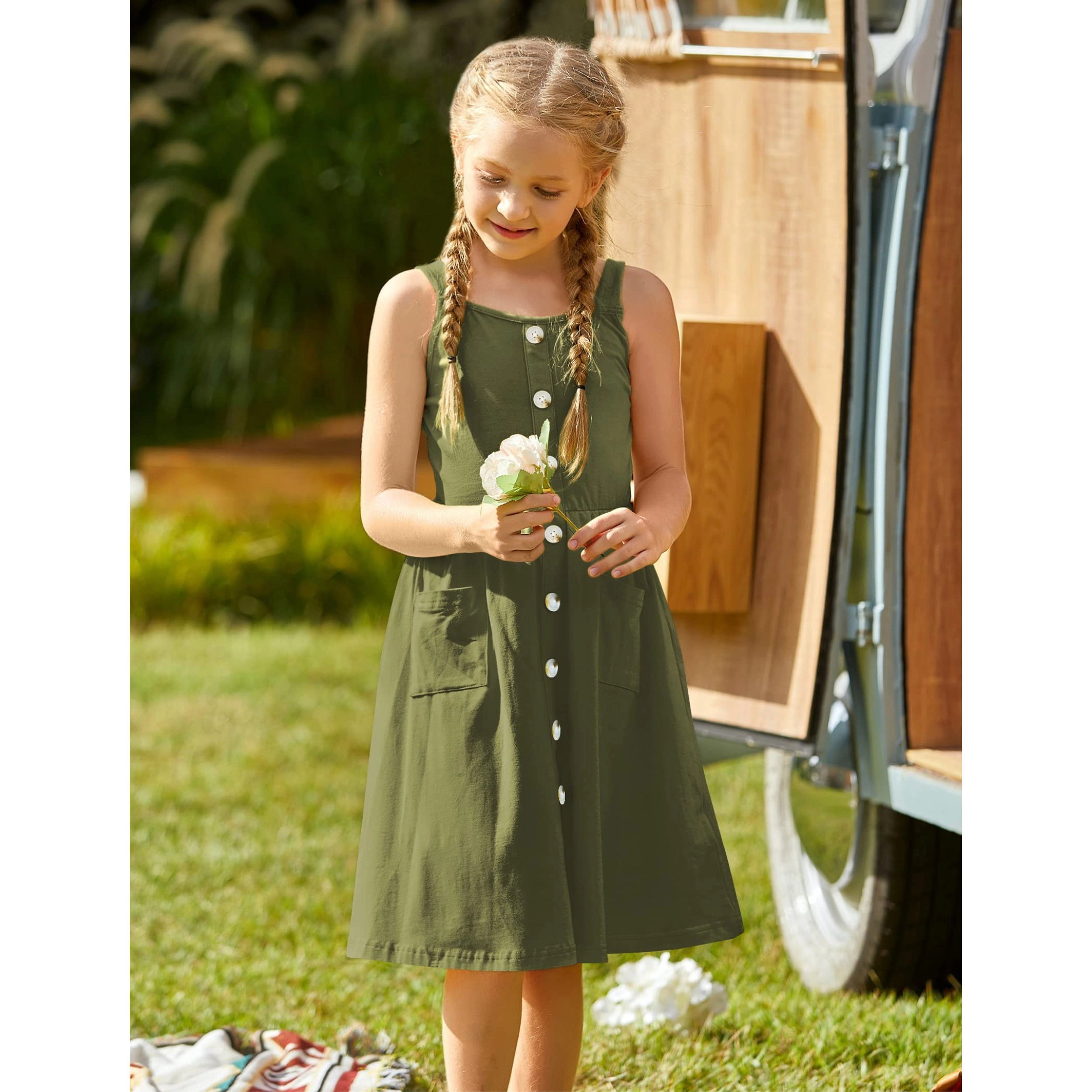 Arshiner Easter Dresses For Girls Summer Sundress Casual Beach Boho Sun Dress