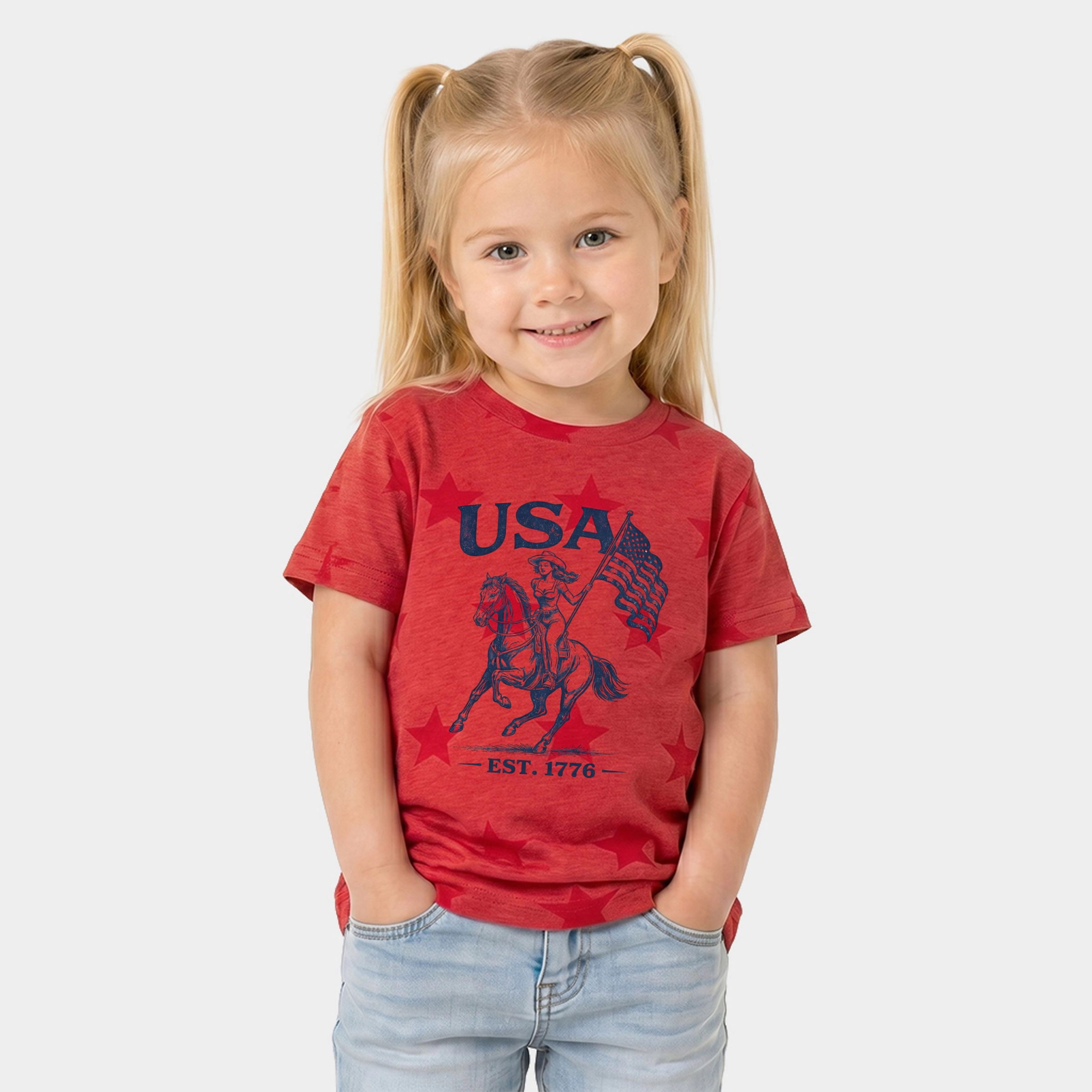 The Juniper Shop - USA Cowgirl Flag Toddler Short Sleeve Star Tee