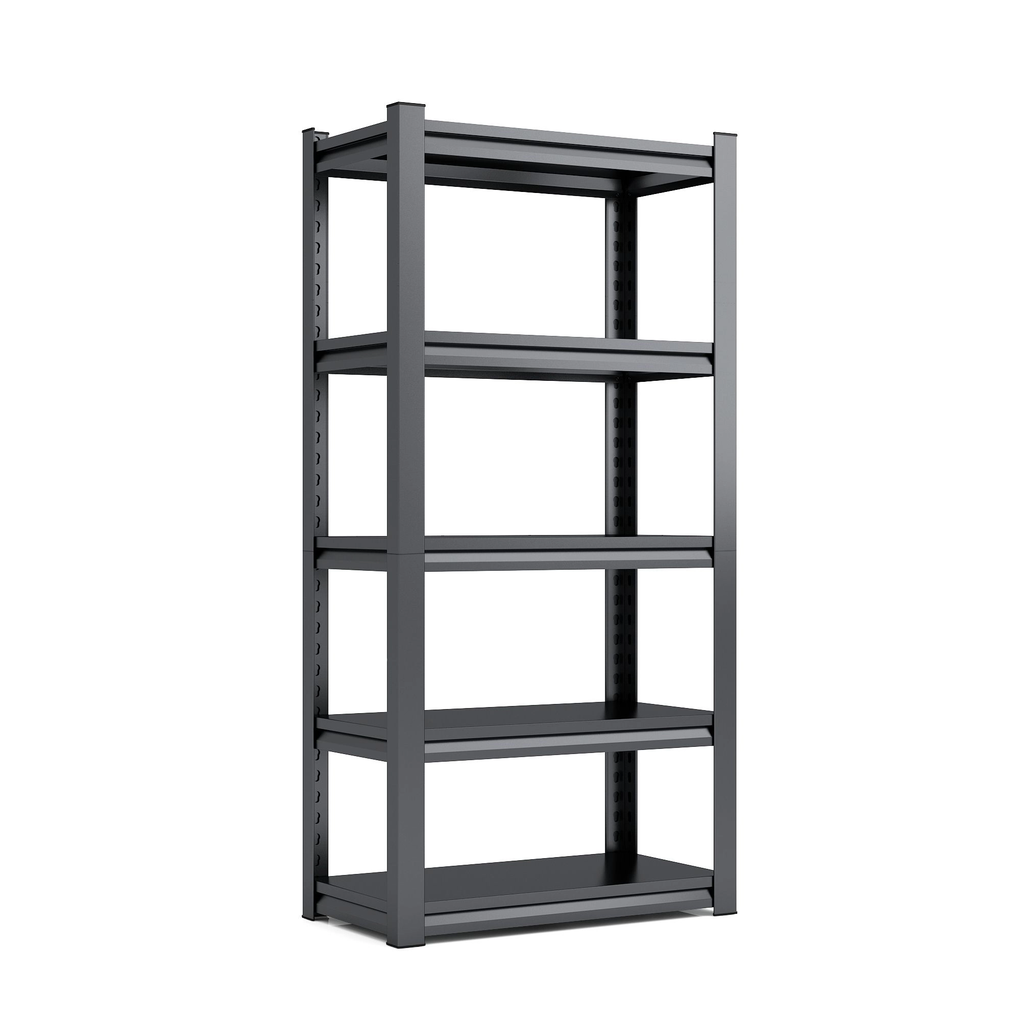 Flynama 72" H, 5-Tier Metal Shelves, 2000Lbs Capacity, Black, Garage/Industrial Storage