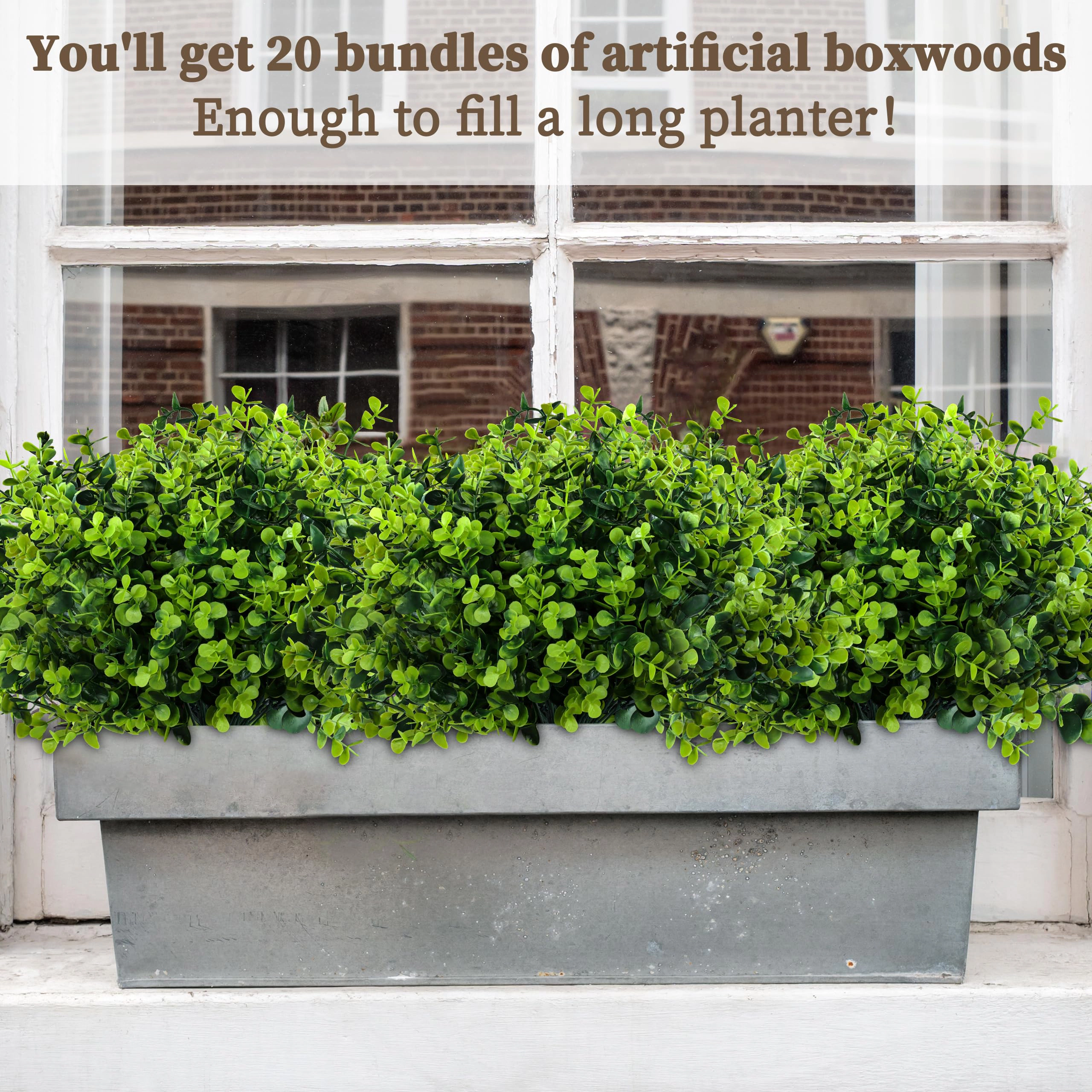 PUPWE 20 Artificial Greenery Boxwood Plants  Outdoor