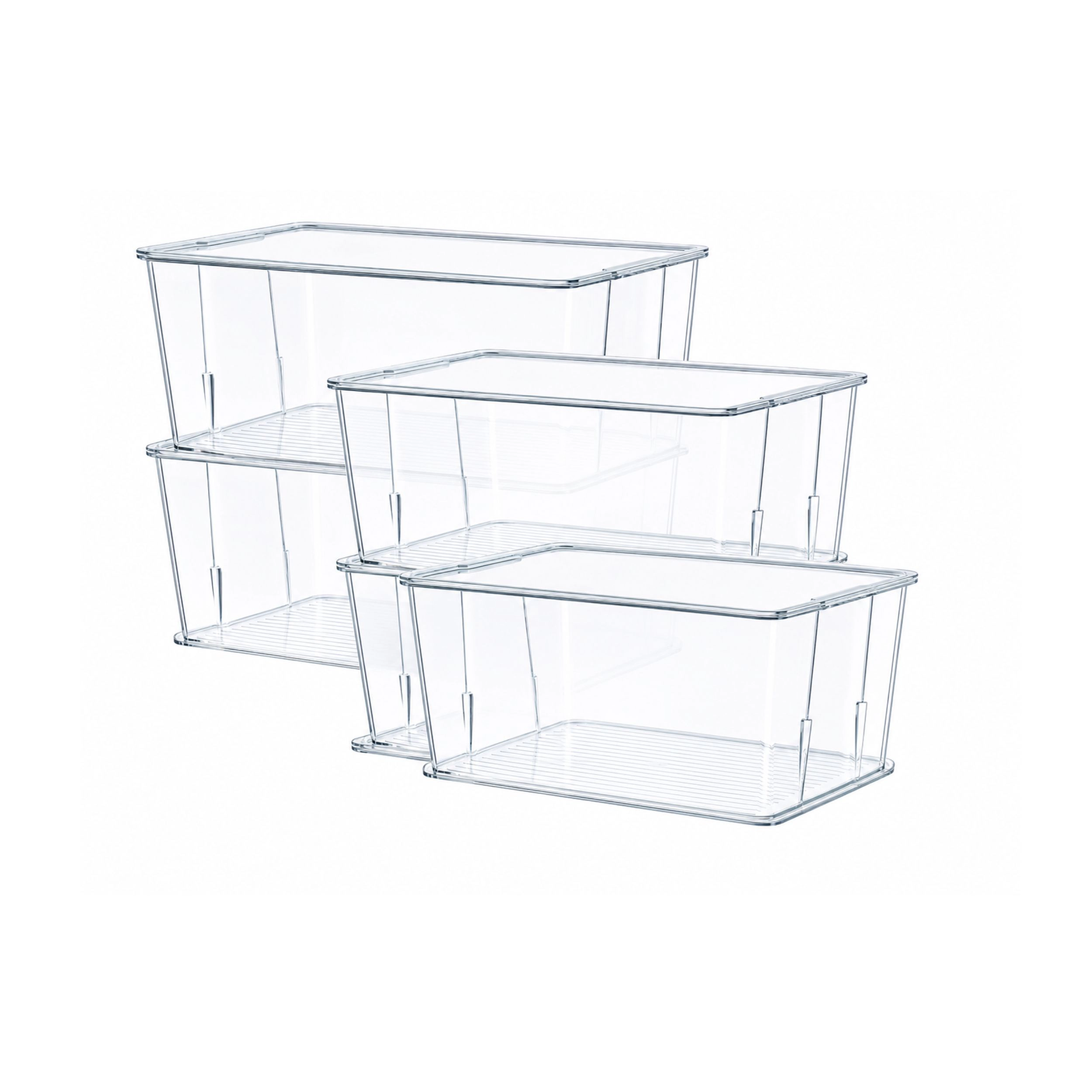Stock Preferred Pack of 4 Stackable Plastic Storage Bins with Bamboo Lids