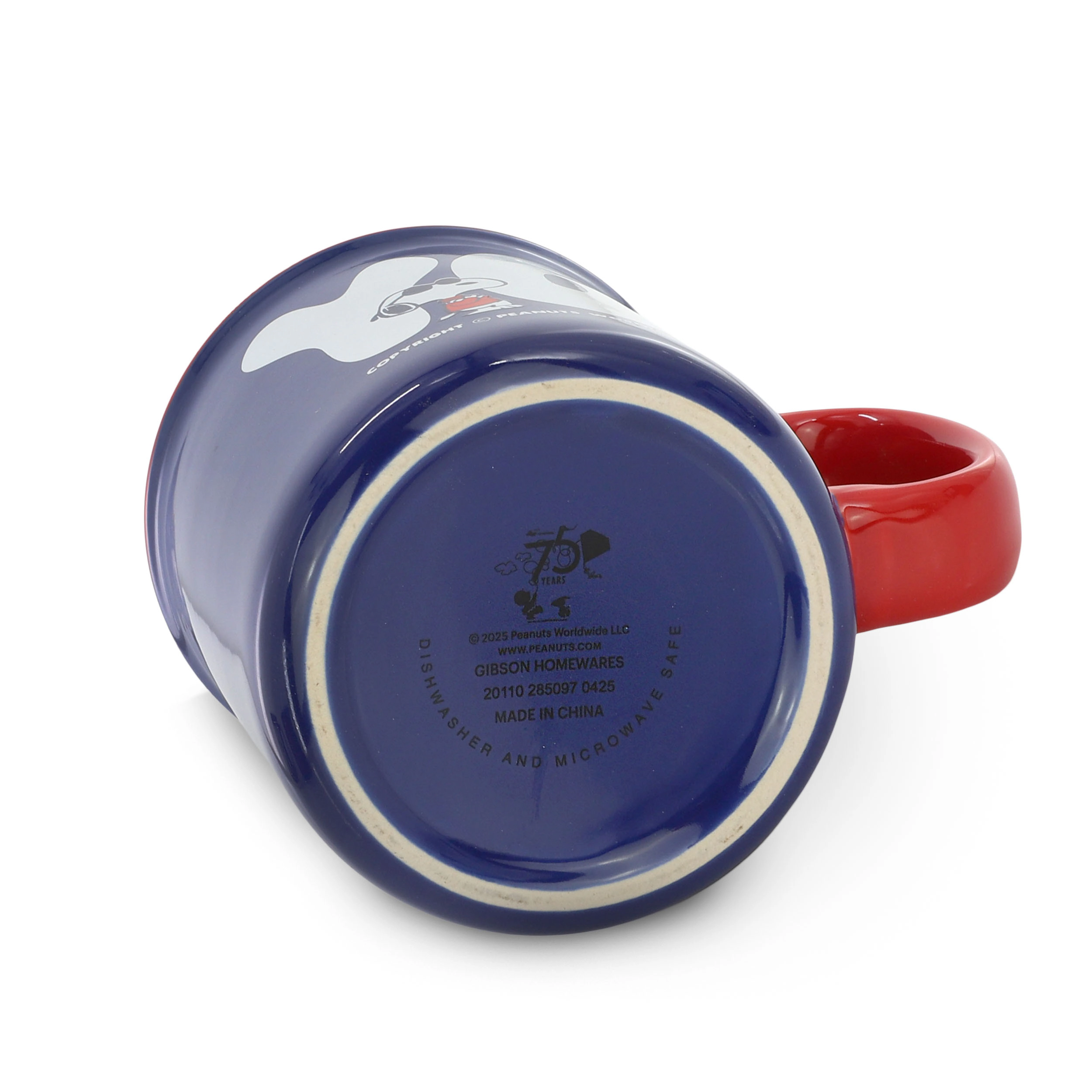 Peanuts 75th Anniversary 21 Ounce 4- Piece Set in Blue Camper Shape Mug