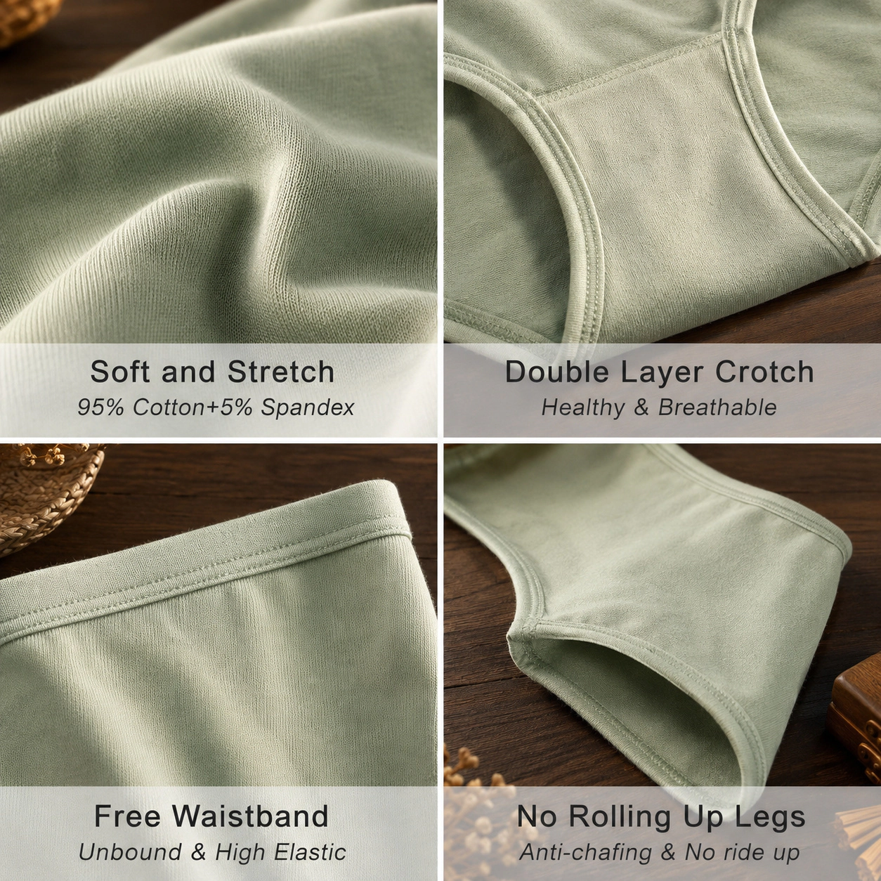 WZK Womens 6-Pack High Cut Stretch Cotton Underwear