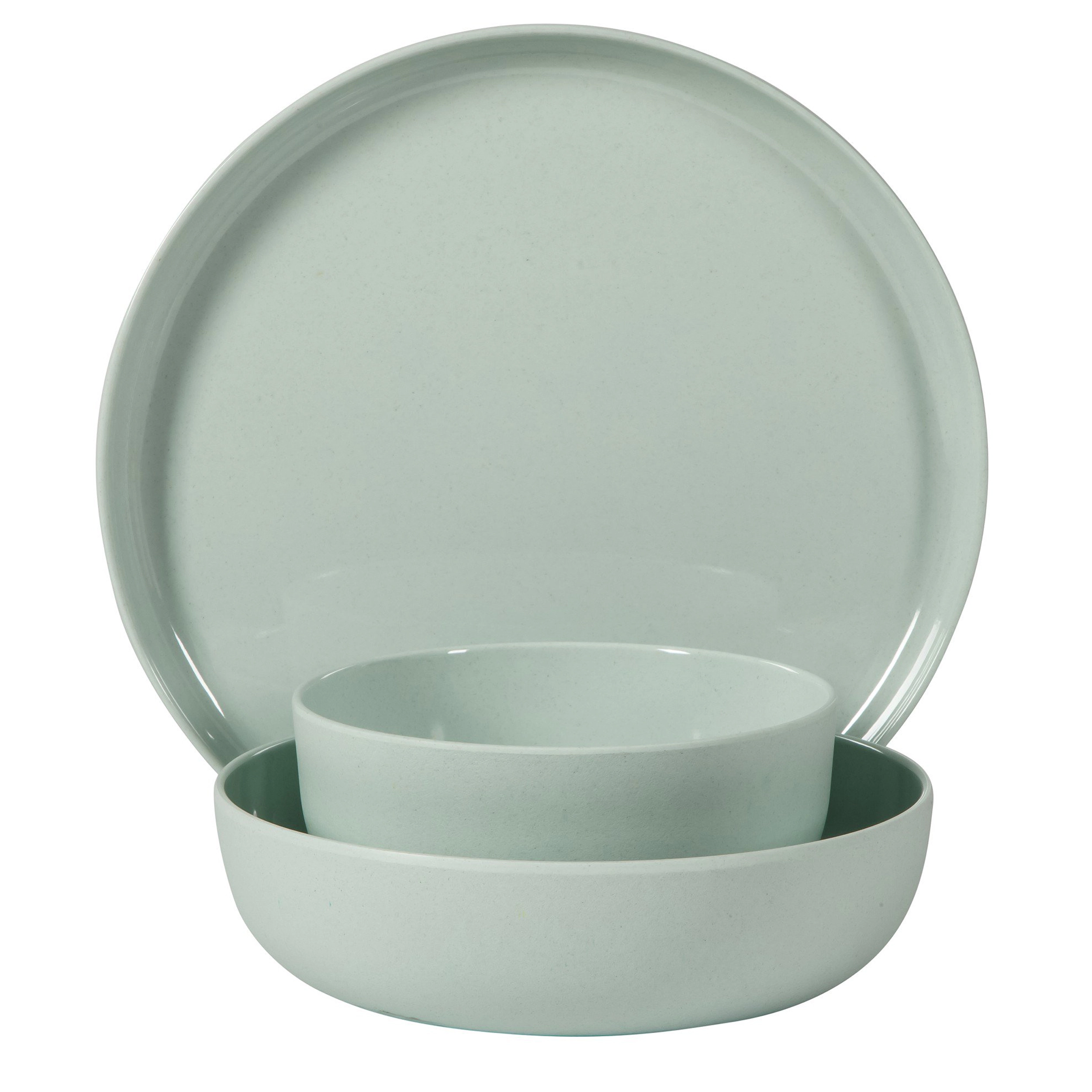 Gibson Home Candy Skies 12 Piece Wheat Straw Melamine Dinnerware Set Green