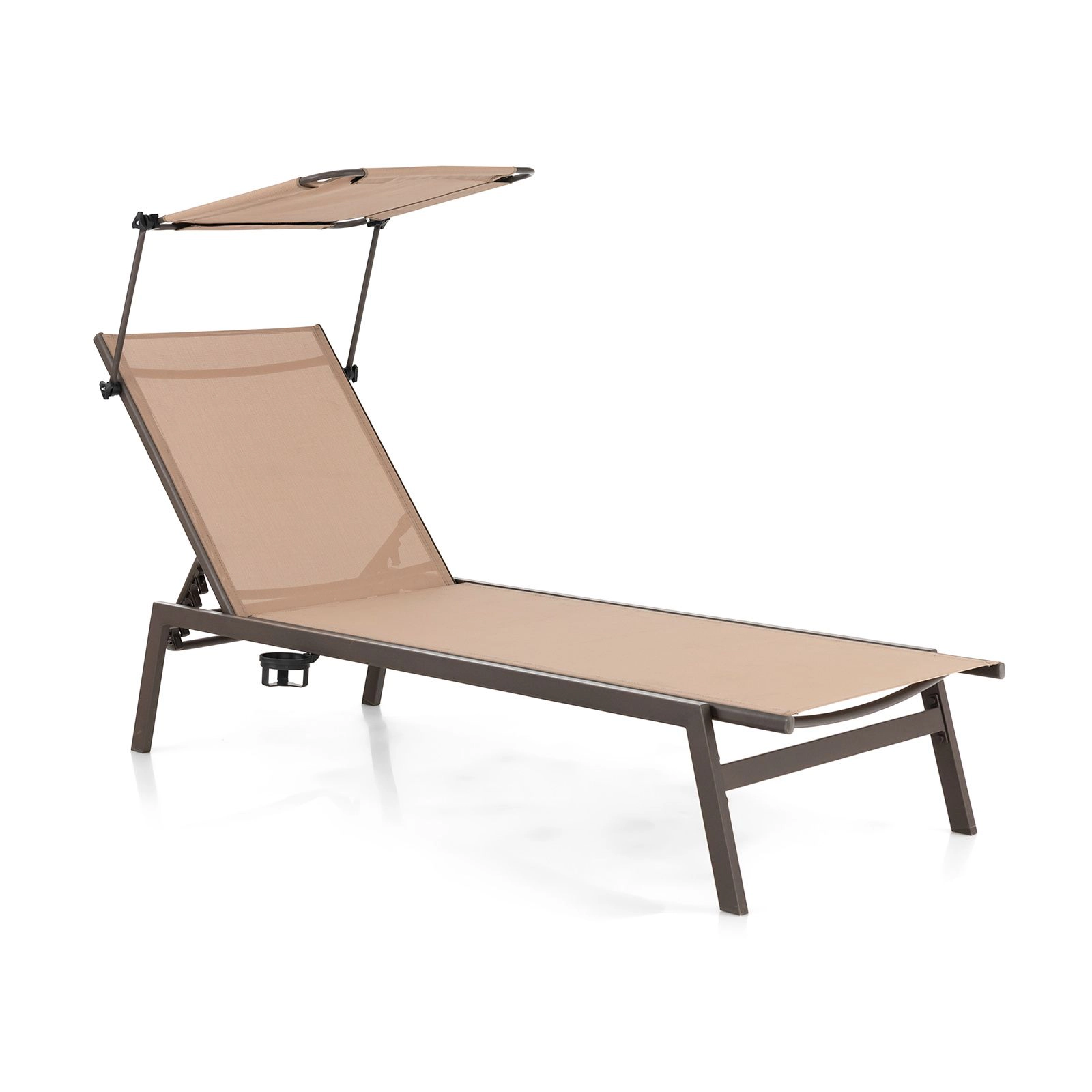 SlickBlue Reclining Patio Lounger with 6 Position Backrest and Breathable Fabric
