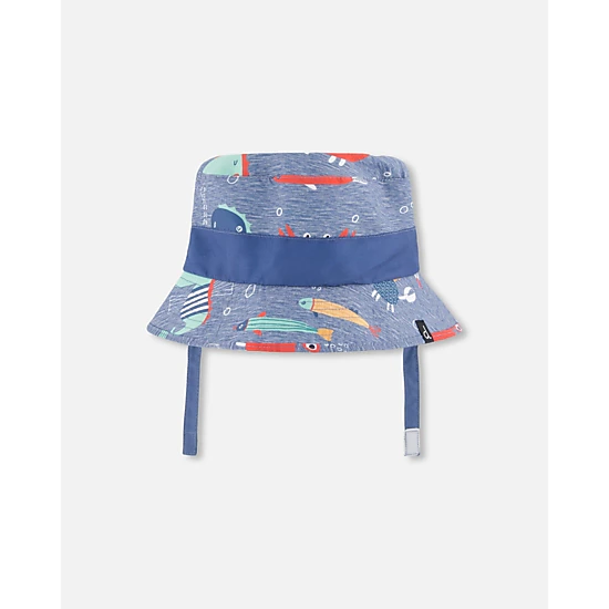 Deux par Deux Boys Recycled Polyester Beach Hat Marine Animal Print