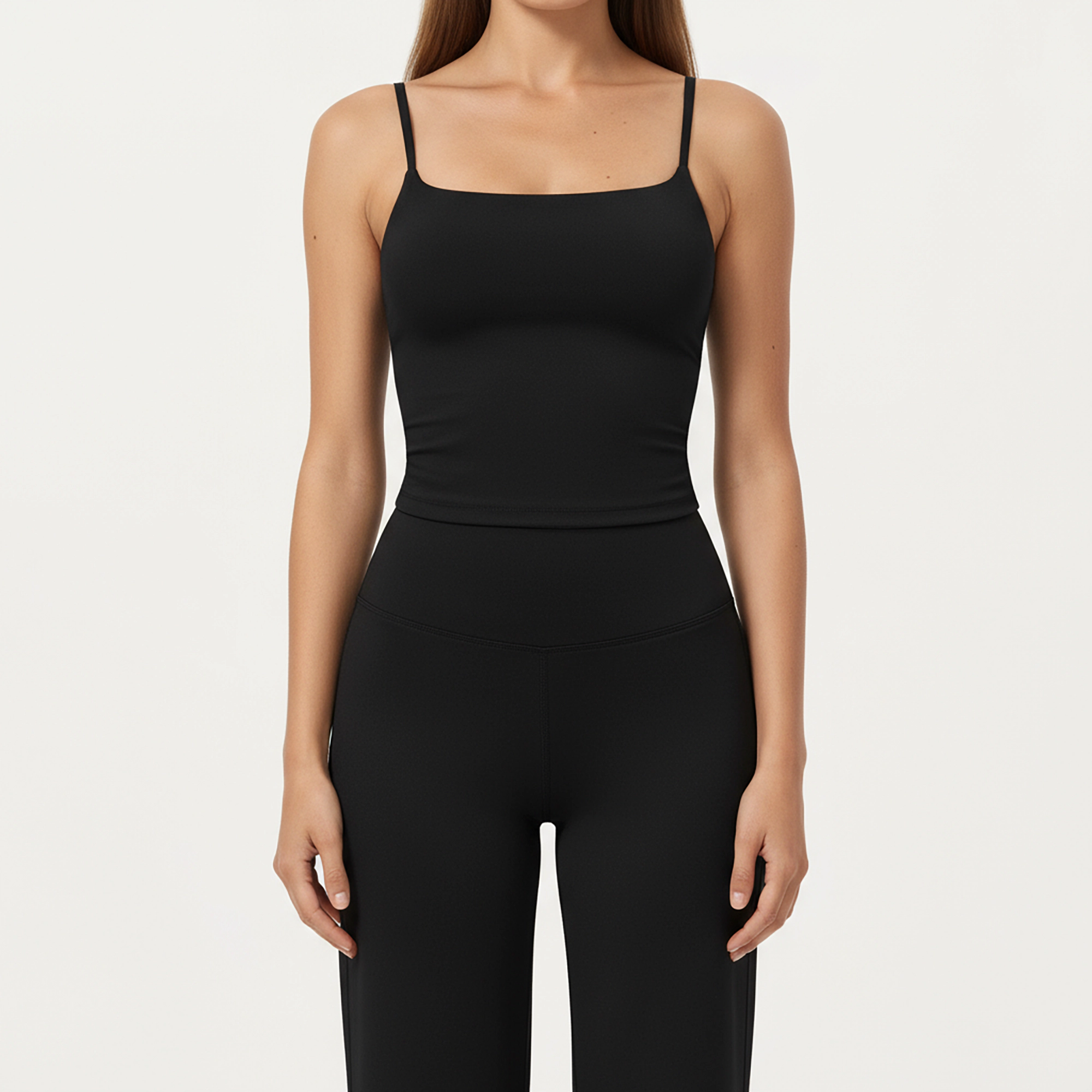 Anna-Kaci Women's Fitted Spaghetti Strap Square Neck Stretch Camisole Top