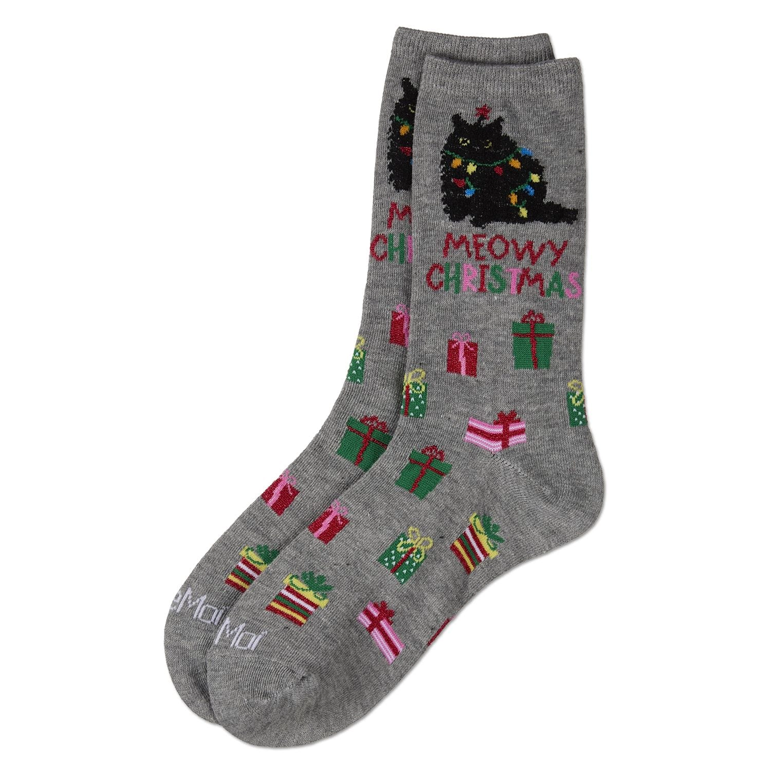 MeMoi Women's Meowy Christmas Holiday Crew Socks