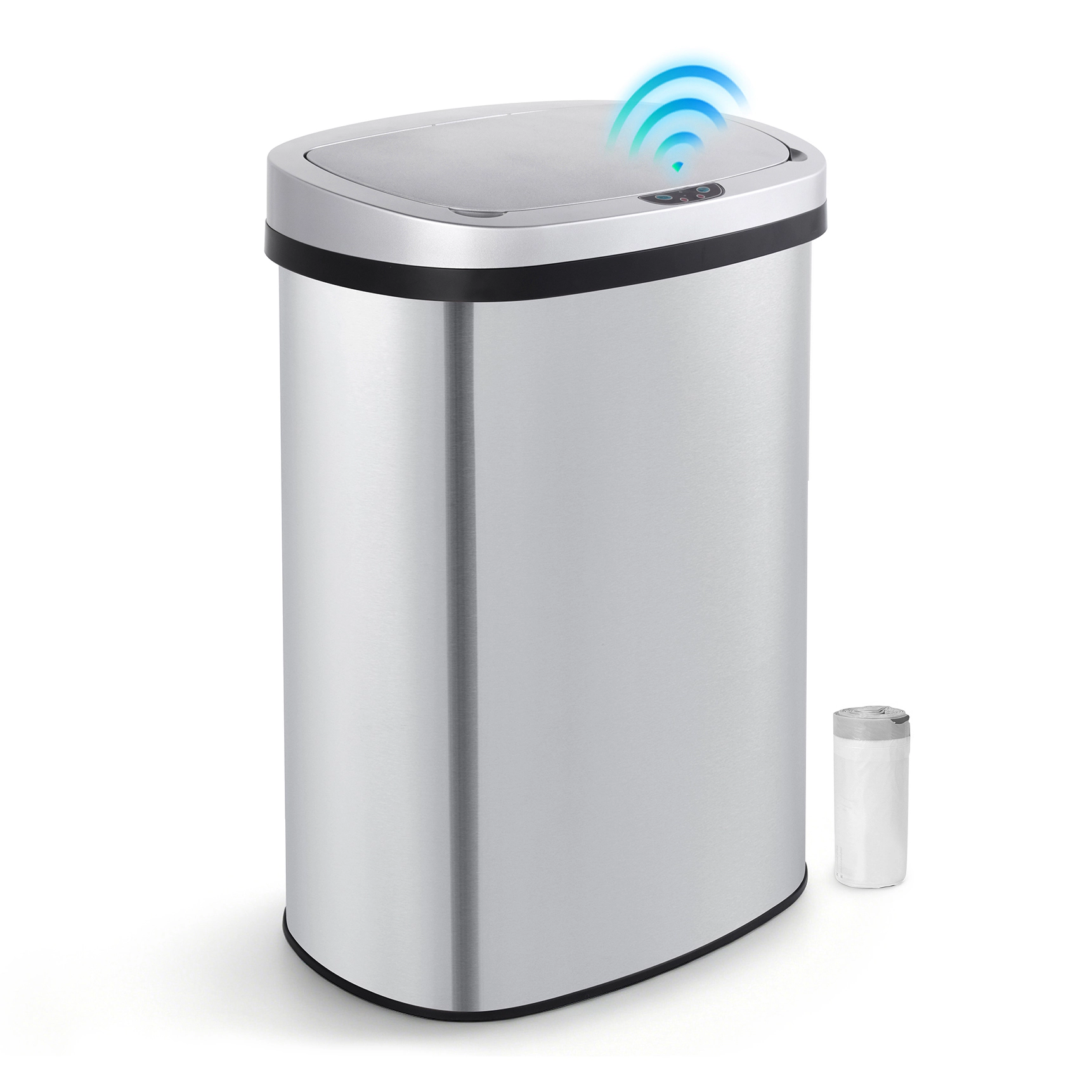 Innovaze 13 Gal./50 Liter Stainless Steel Oval Motion Sensor Trash Can for Kitchen