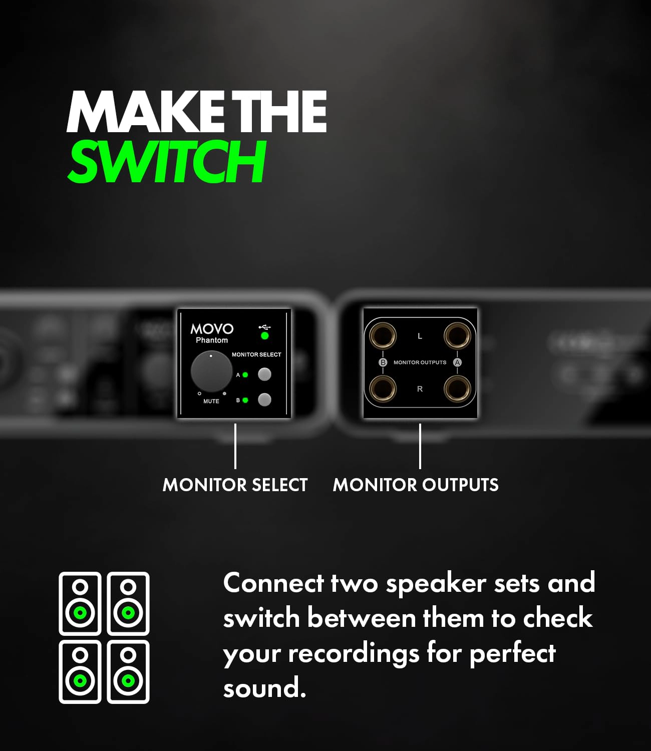 Movo Phantom Dual Channel USB/USB-C Audio Interface for Recording, Songwriting, Podcasting, Audio Production w/USB-C