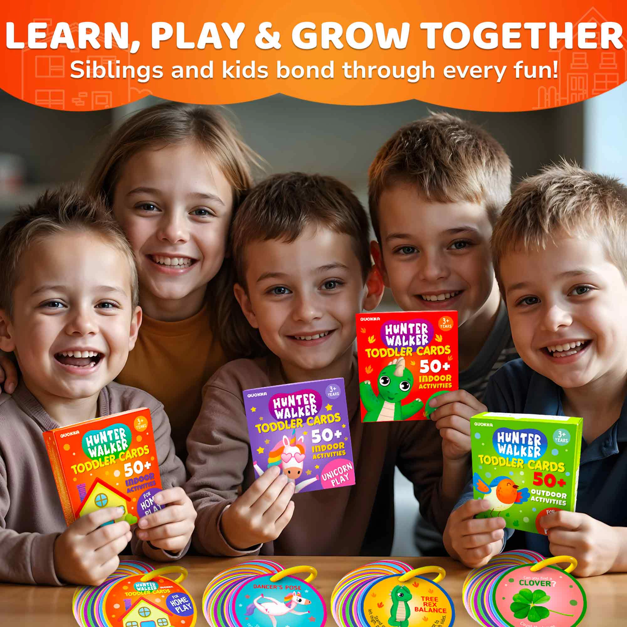 QUOKKA Scavenger Hunt Cards for Toddlers, 50 Activity Challenges, Learning Games Kids, Ages 2+