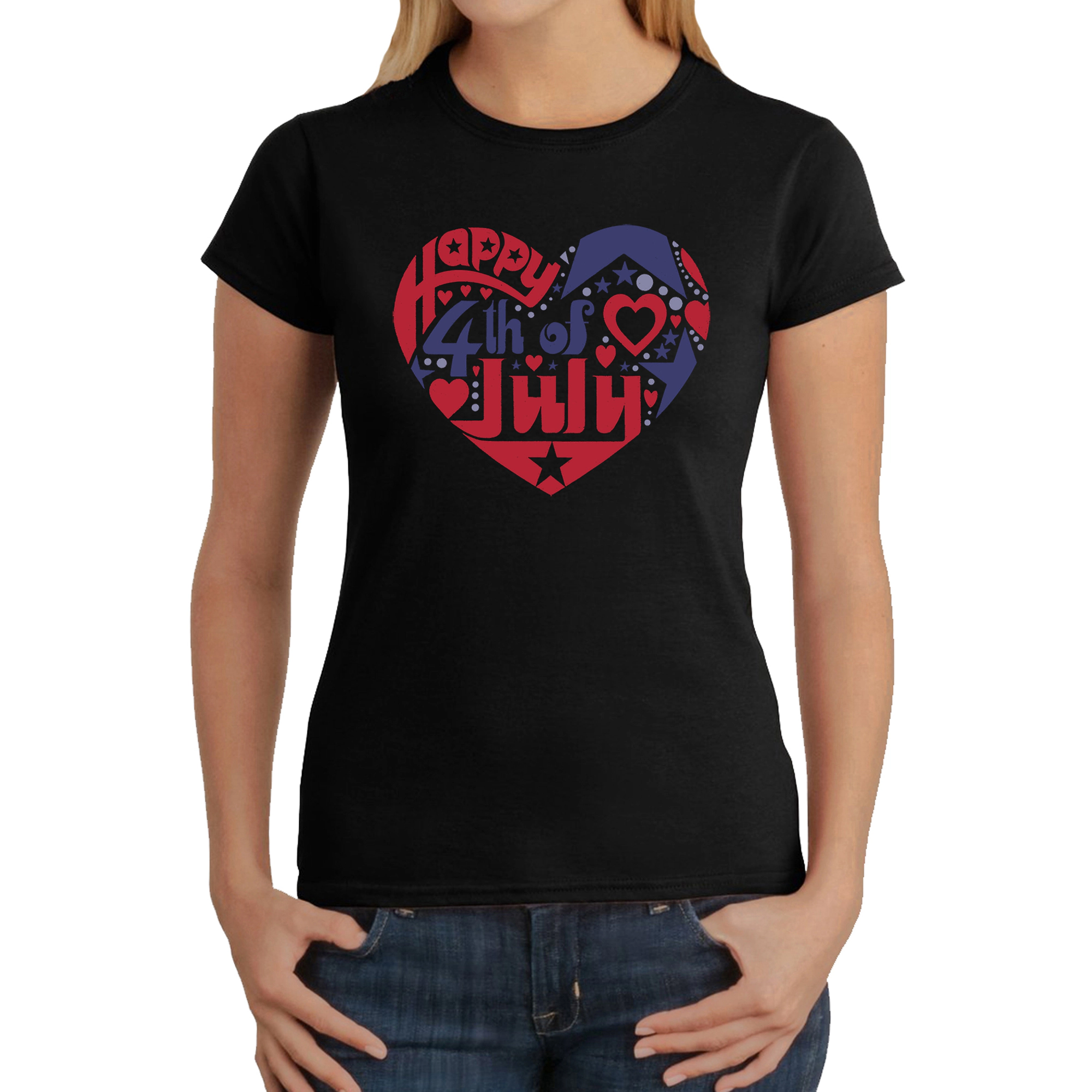 LA Pop Art Women's Word T-Shirt - July 4th Heart