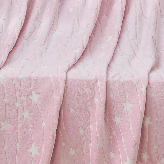 Plazatex Star Light Soft & Cozy Glow in the Dark Throw Blanket Ideal for Bedroom & Living Room Decor 50"x60" Pink