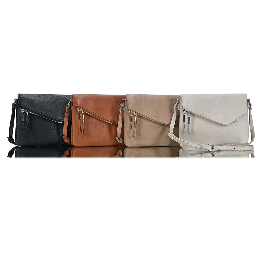 FASHNZFAB Faux Leather Envelope Crossbody Bag