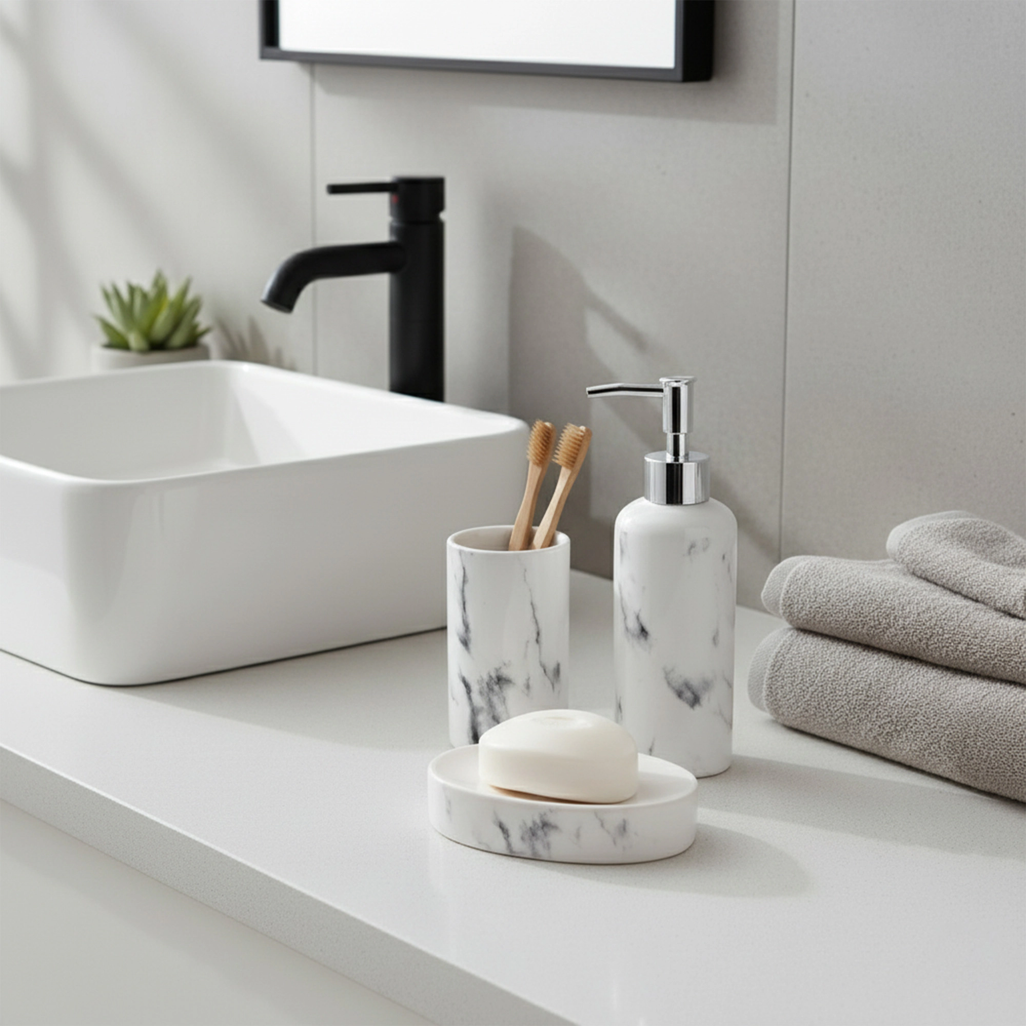Evideco French Home Goods Oval Dolomite Soap Dish, Marble-Effect White Grey