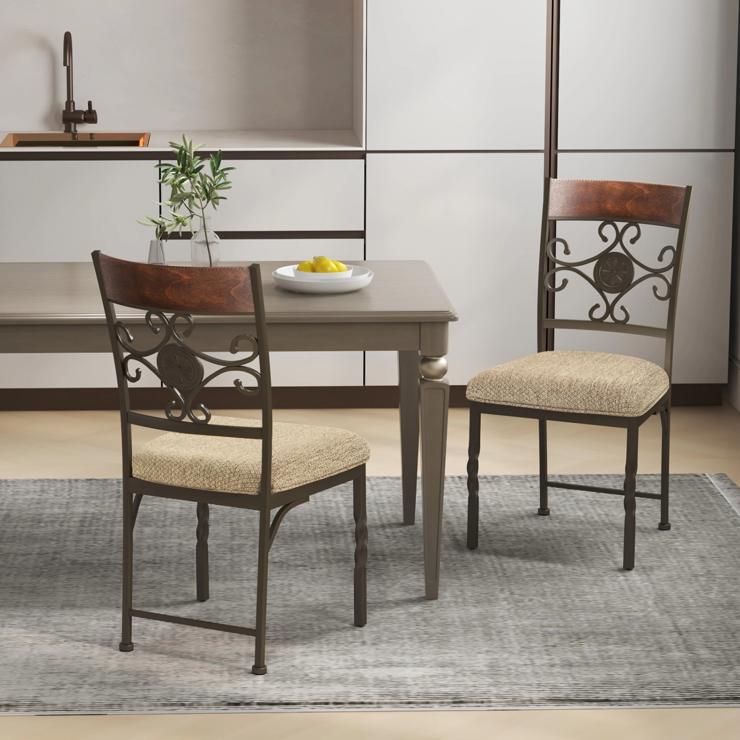 LJG Dining Room Chairs Armless Kitchen Chairs Set with Seat Cushion