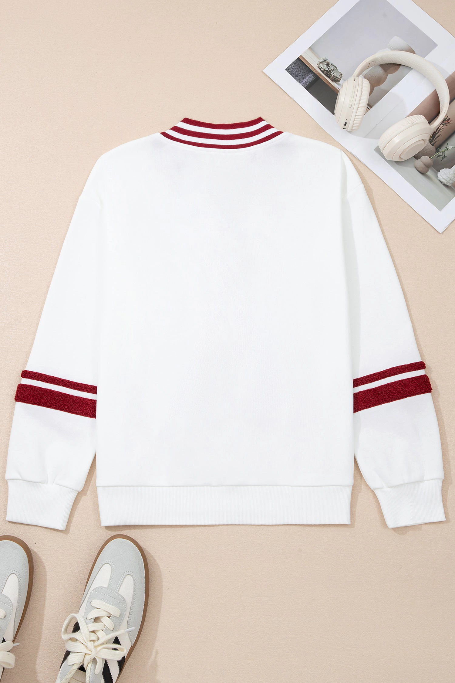 Threaded Pear Women's Esme Striped Puff Sleeve Sweatshirt