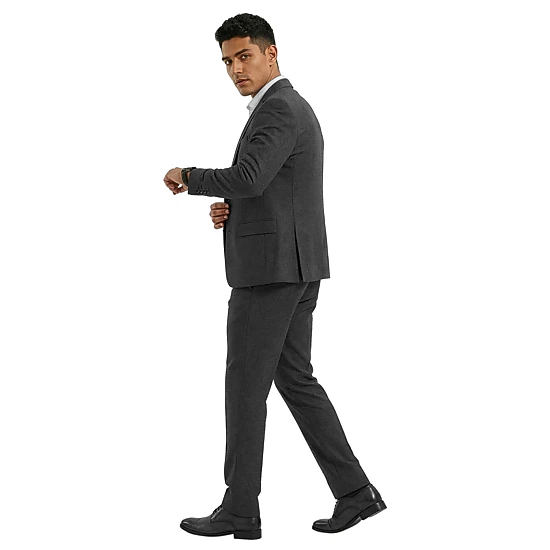 Tazzio Mens Regular Fit 3 Piece Sharkskin Suit Set