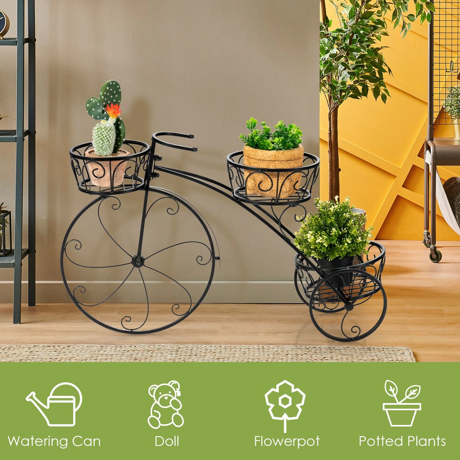 SlickBlue Unisex 3-Tier Tricycle Plant Stand Flower Pot Holder