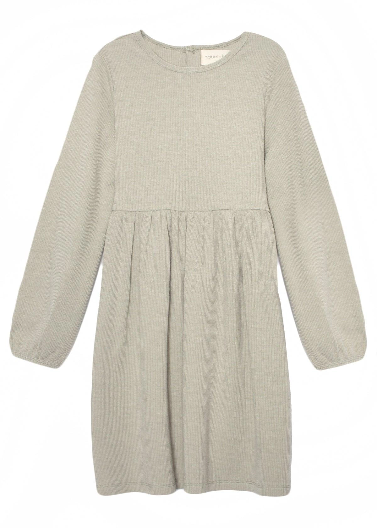 Mabel and Honey Olive Knit Dress - Girls Long Sleeve