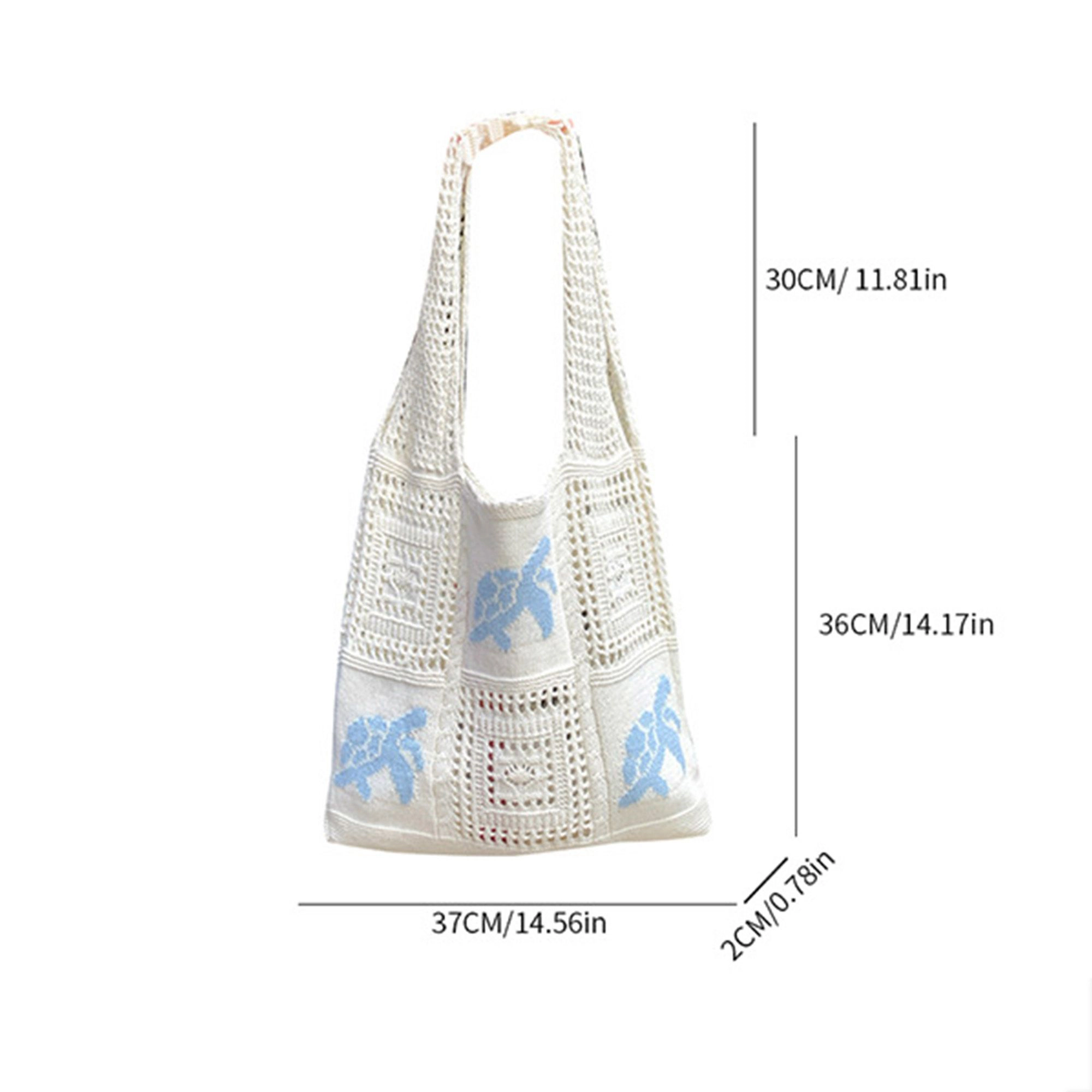 Alilang Women's Knit Tote Bag Floral Pattern Shoulder Open Top Casual Everyday Carry Handbag