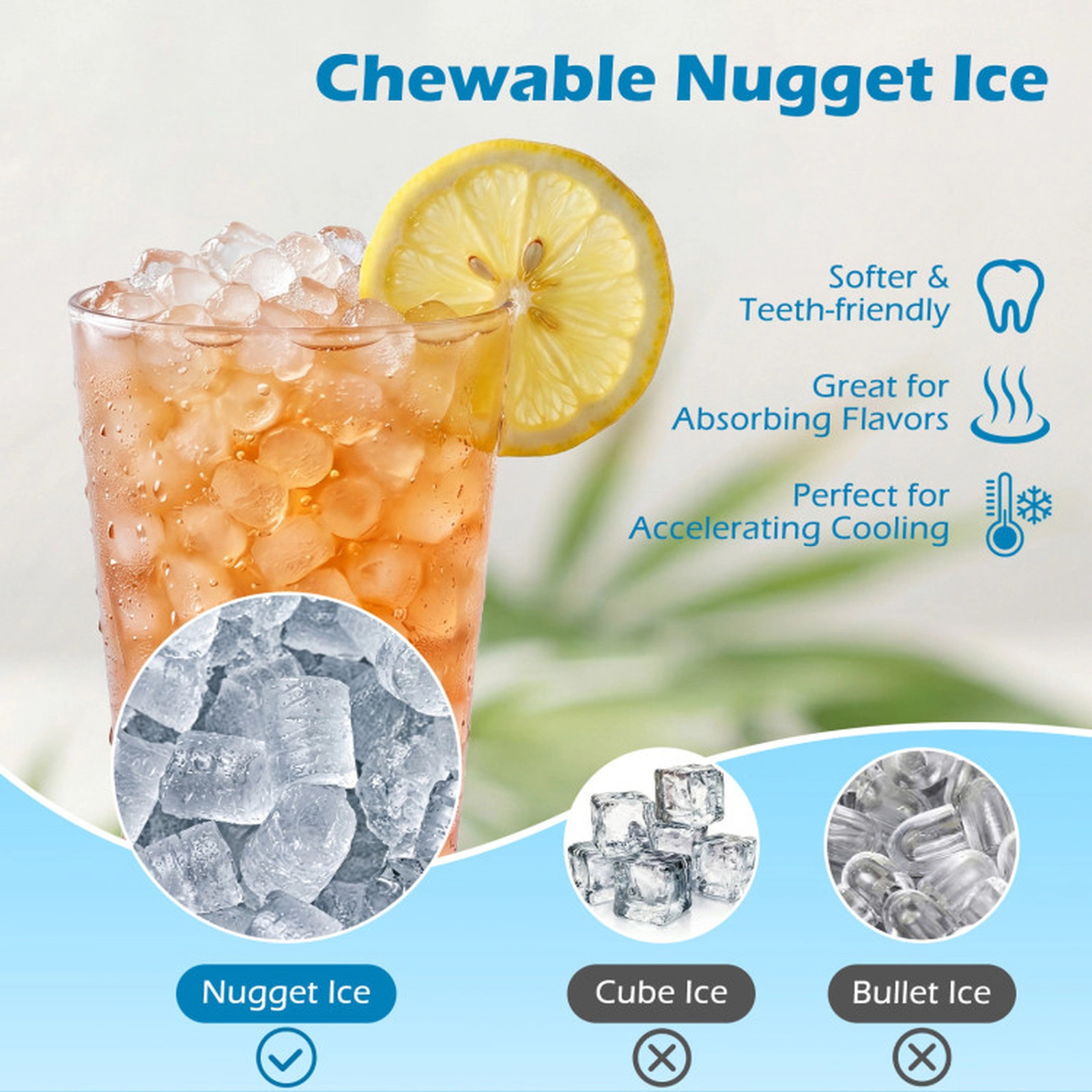 SUGIFT Nugget Ice Maker with Self Dispensing Chewable Pellet Ice Machine 80-lb Per Day Black + Silver