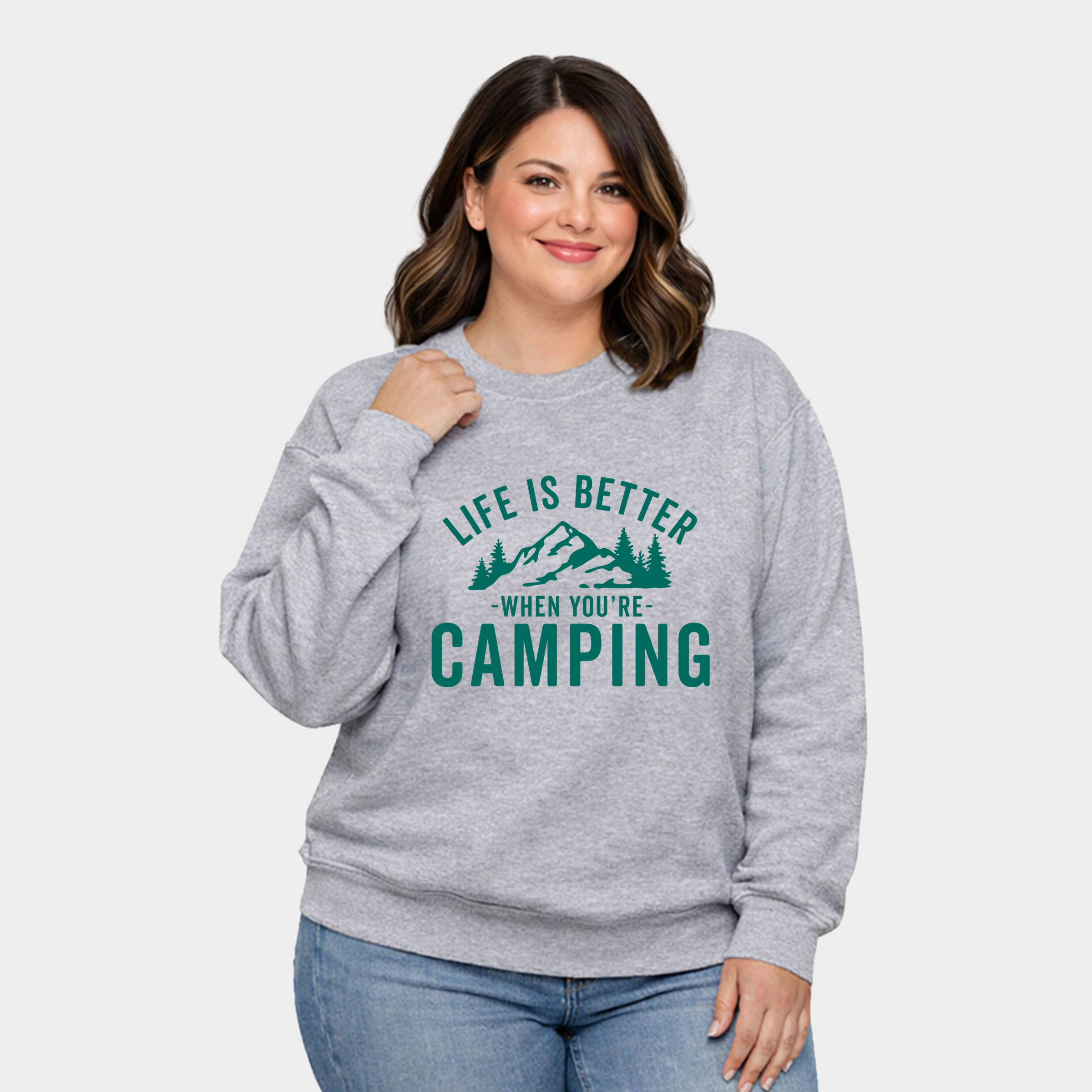 Simply Sage Market - Life Is Better When You're Camping  Women's Plus Sized Graphic Sweatshirt