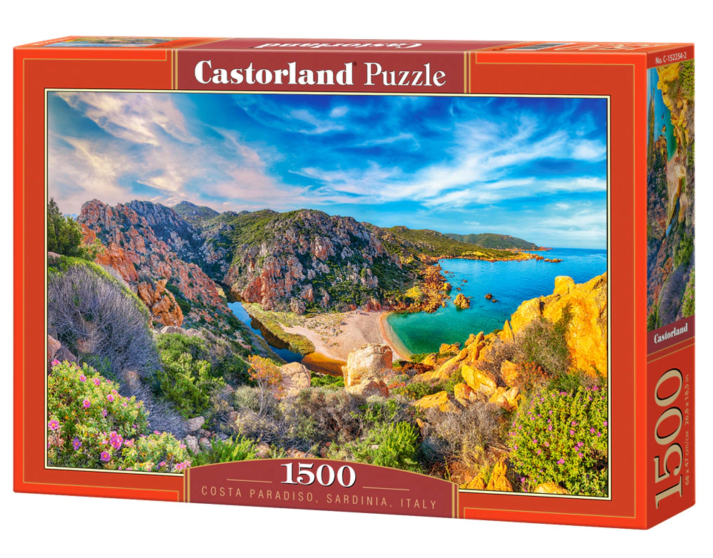 CASTORLAND 1500 Piece Jigsaw Puzzles, Costa Paradiso, Sardinia, Mediterranean, Italy, Pristine sand, C-152254-2