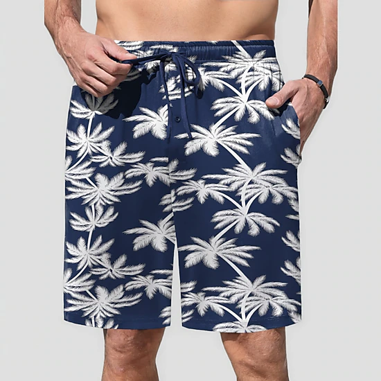 Ekouaer Men's 2-Pack Graphic Print Drawstring Elastic Waist Shorts
