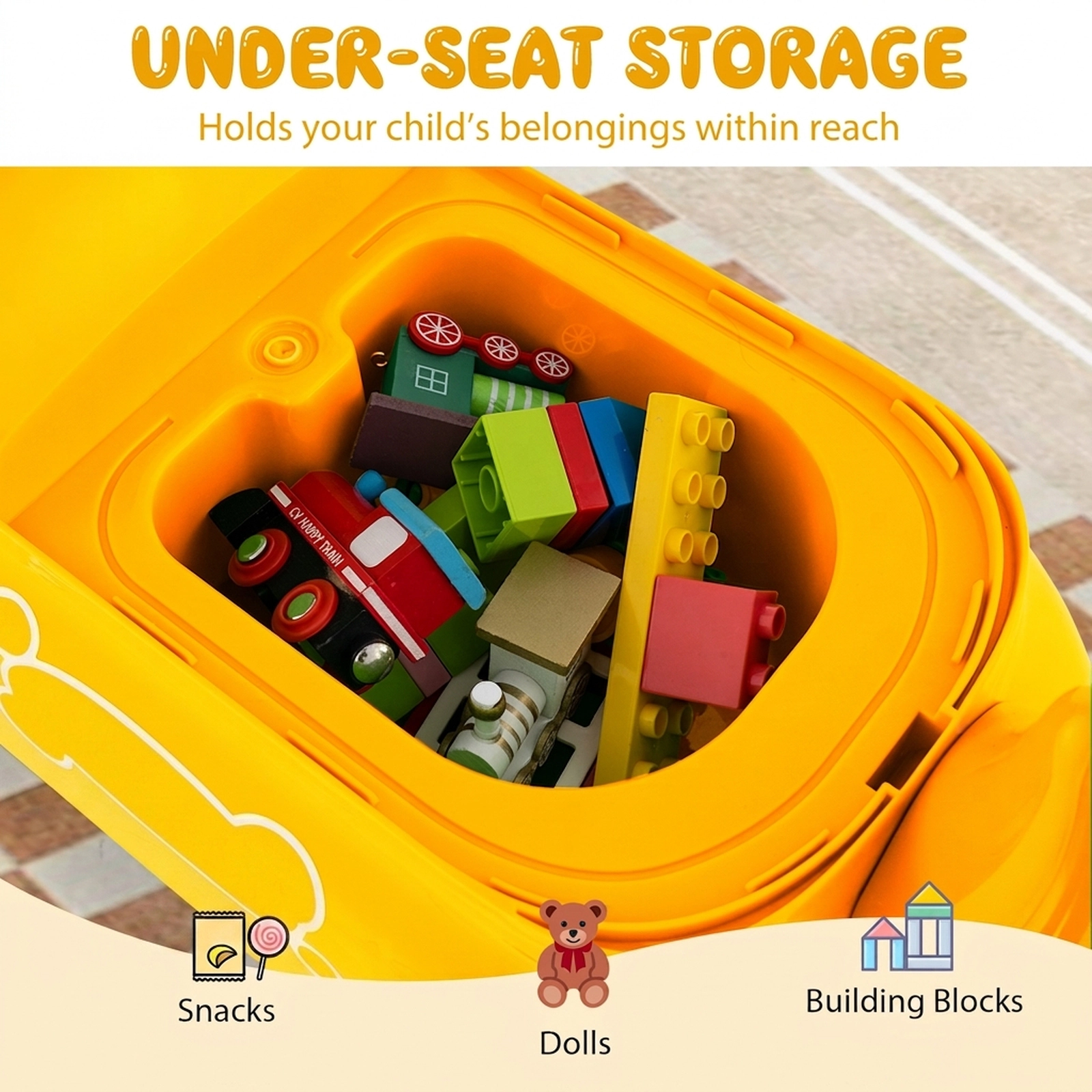 Toddler Ride on Toy Sliding Car 6 Sounds Flashing LED Lights Under Seat Storage 18 Months+ 55-lb Limit