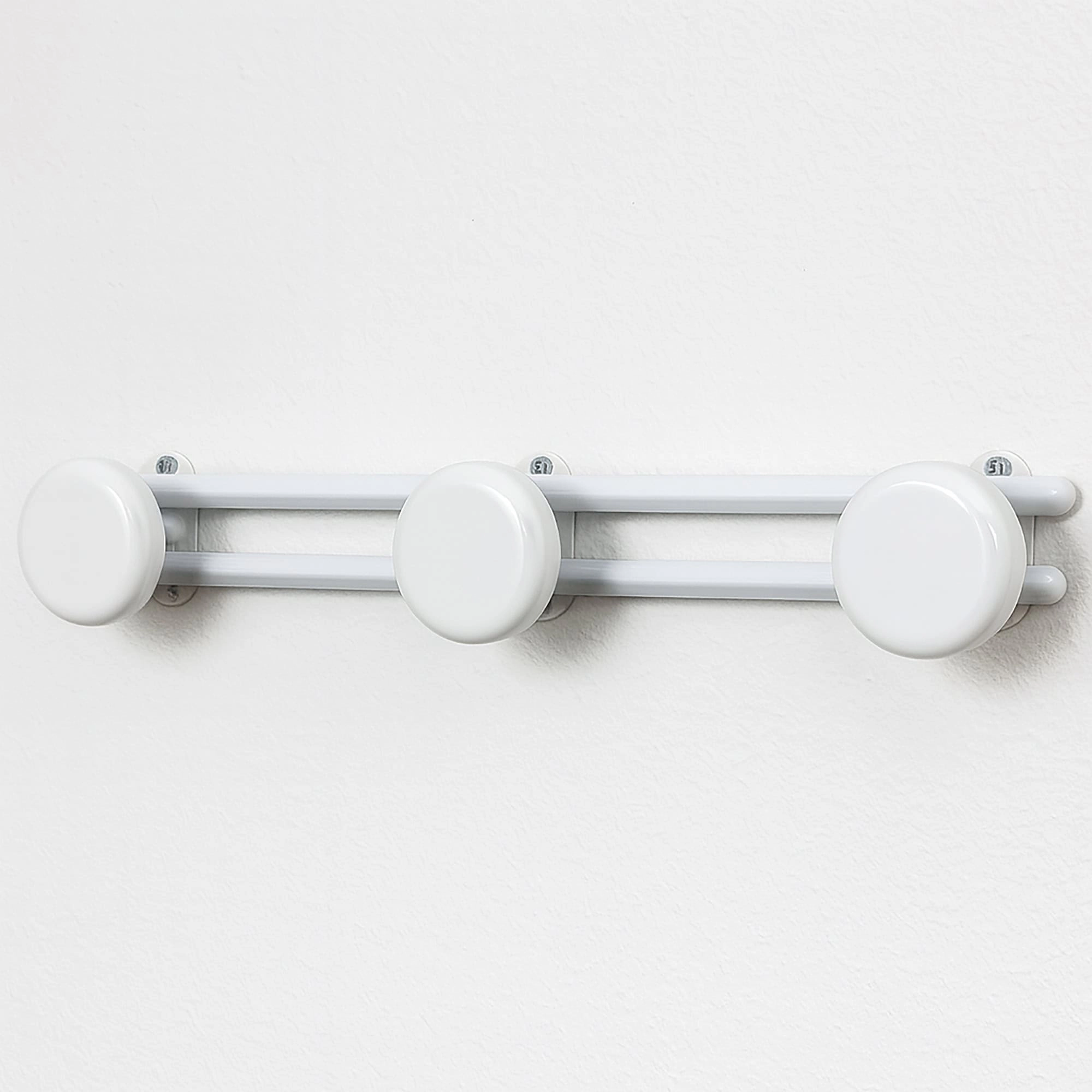 Evideco French Home Goods 3-Hook White Powder-Coated Metal Wall Rack 17 in