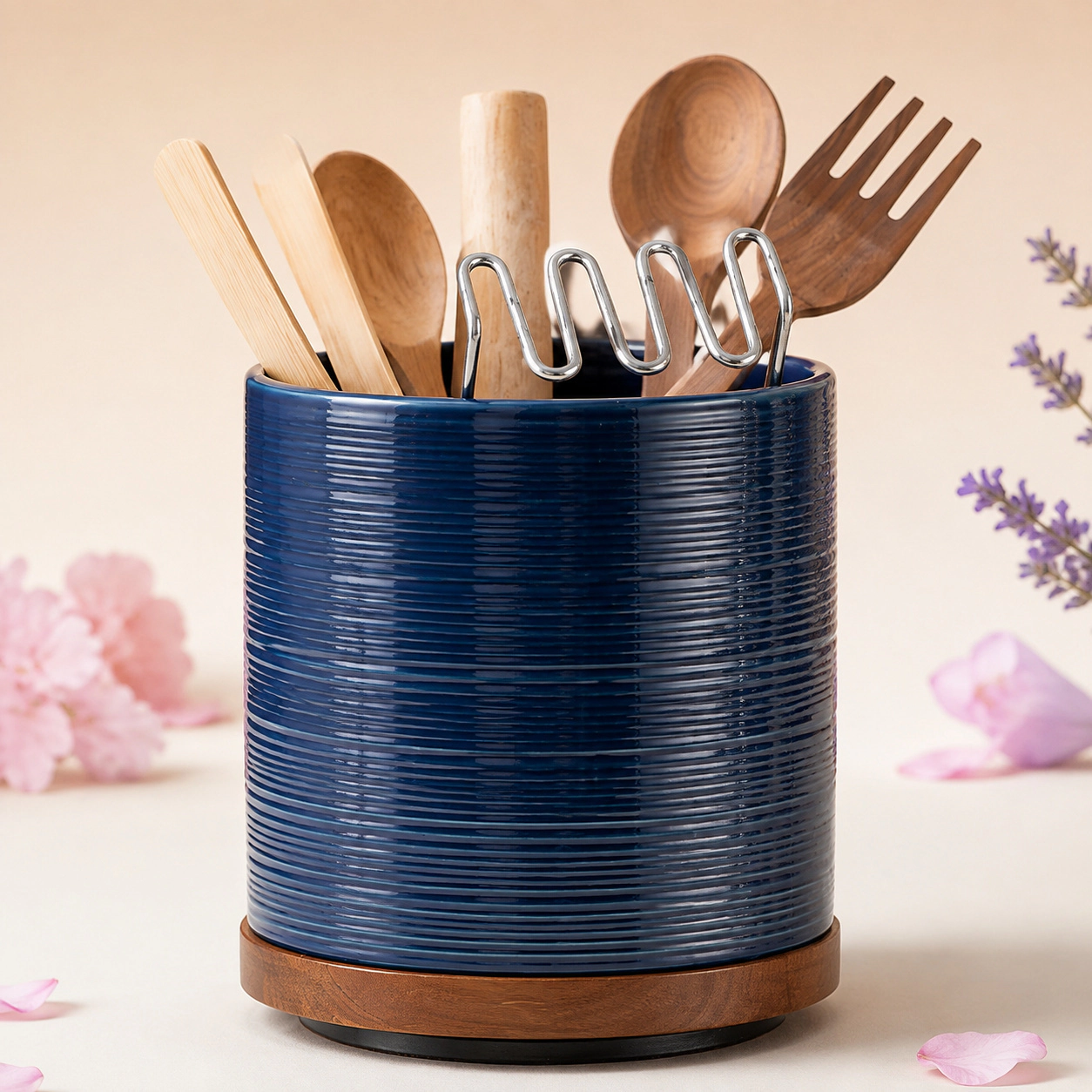 WZK 360 Rotating Extra Large Ceramic Farmhouse Kitchen Utensil Holder
