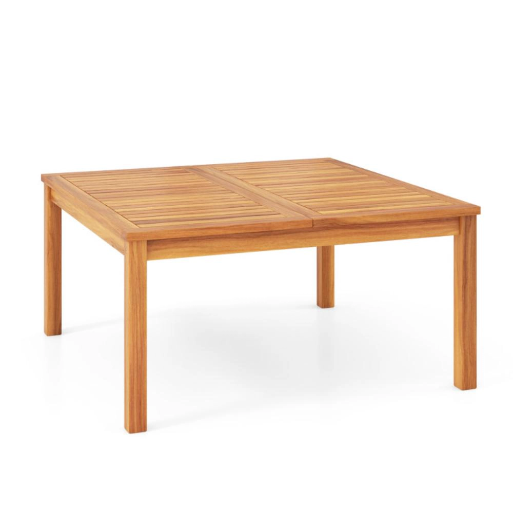 Hivvago 35.5 Inches Patio Solid Acacia Wood Coffee Table Side Table