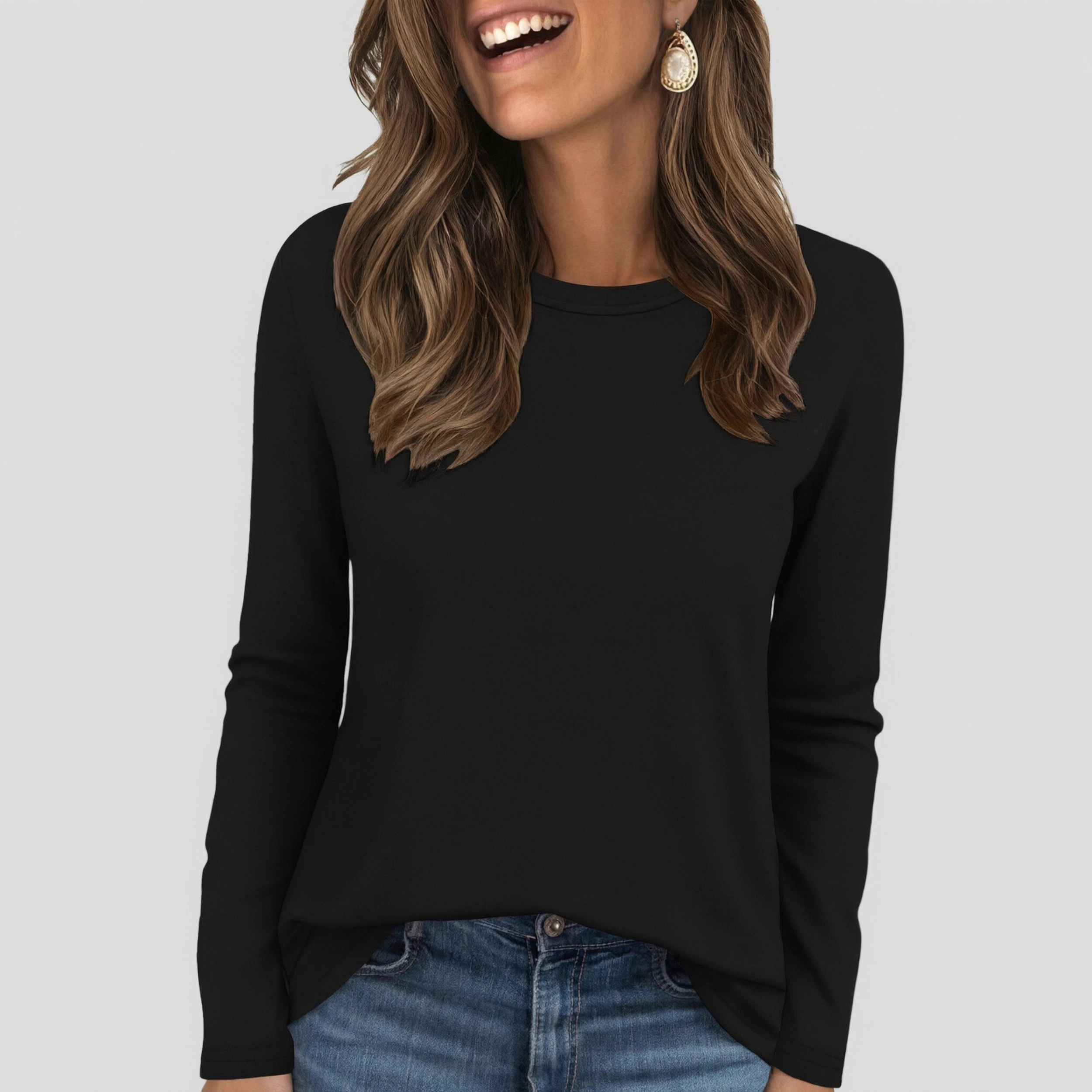 Ekouaer Womens Long Sleeve T Shirts Casual Crew Neck Tops Base Layer Thermal Undershirt