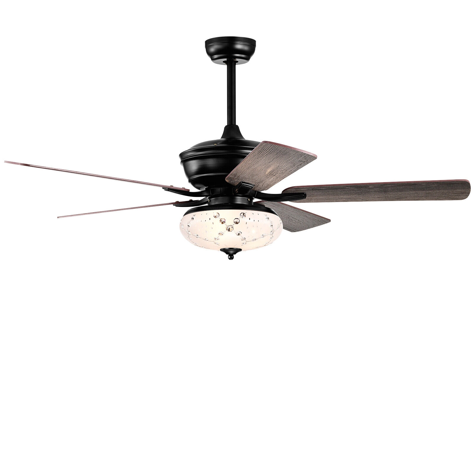 SUGIFT 52-in Retro Ceiling Fan with Remote Control 3 Wind Speeds Reversible Motor 5 Double-Faced Blades Black/Gray