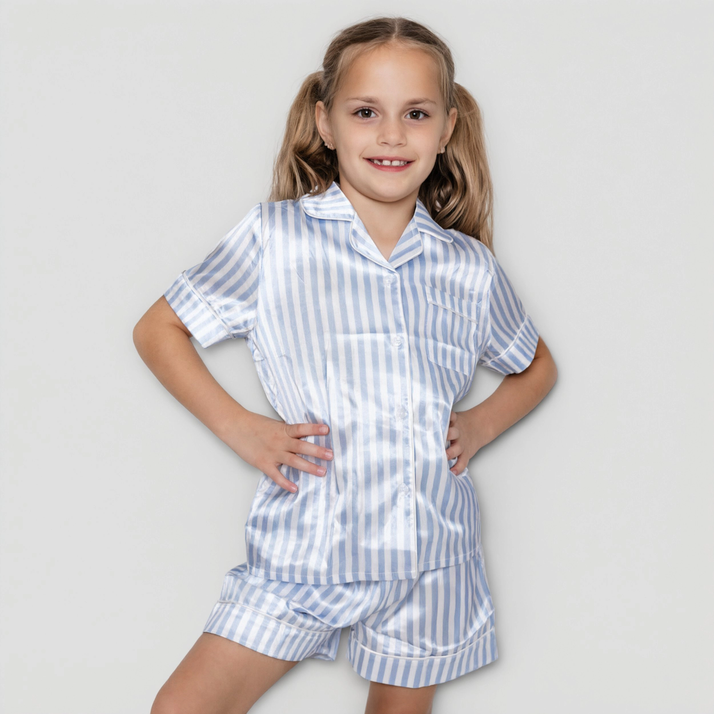 Arshiner Girls Pajamas Satin Pajama Sleepwear Button Down Set Loungewear