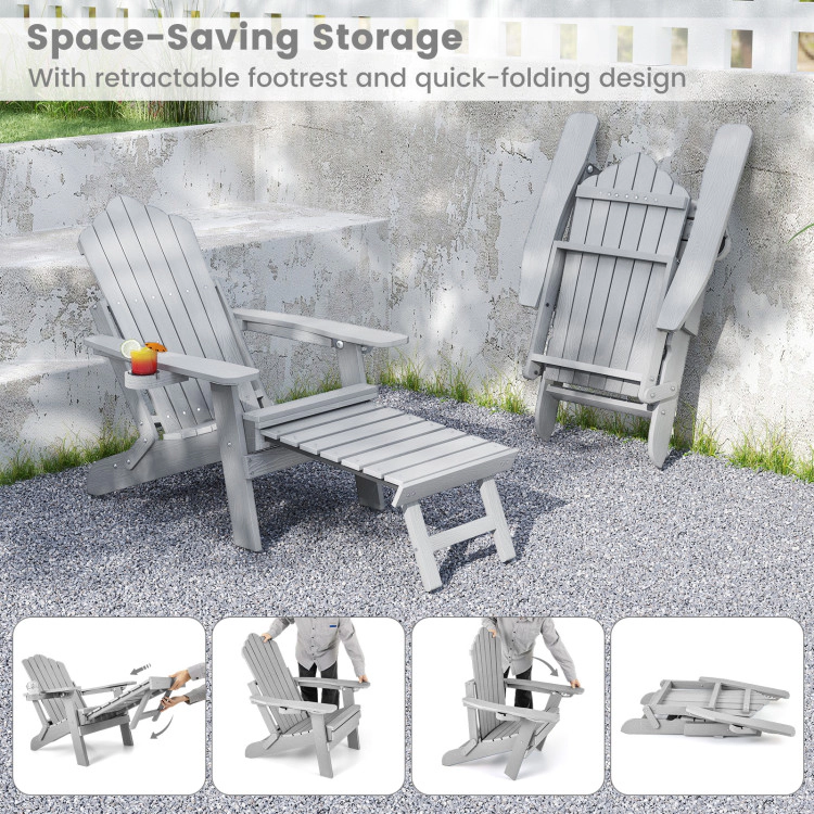 Hivvago All-Weather Hips Patio Adirondack Lounge Chair With Retractable Footrest