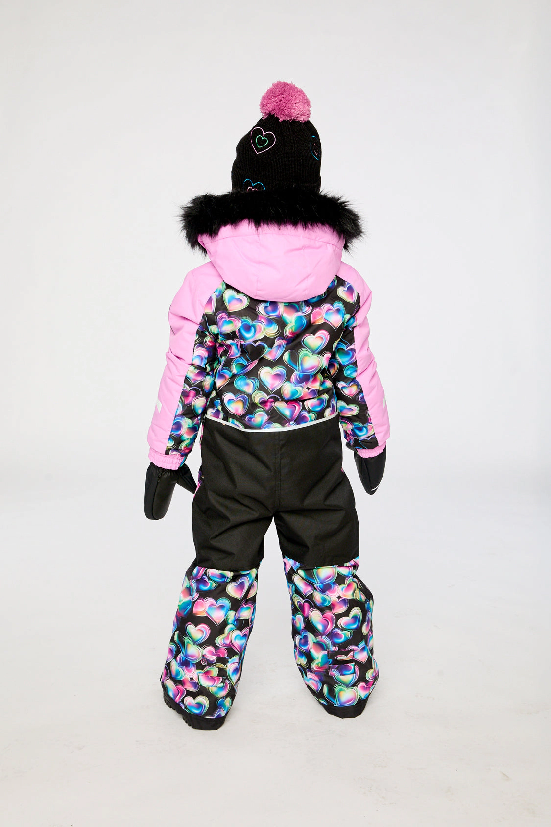 Deux par Girls Heart Print One Piece Play Snowsuit with Detachable Hood