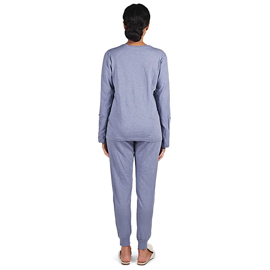 MeMoi Women's 100% Cotton Slub Knit Metallic Star Accent Pajama Set