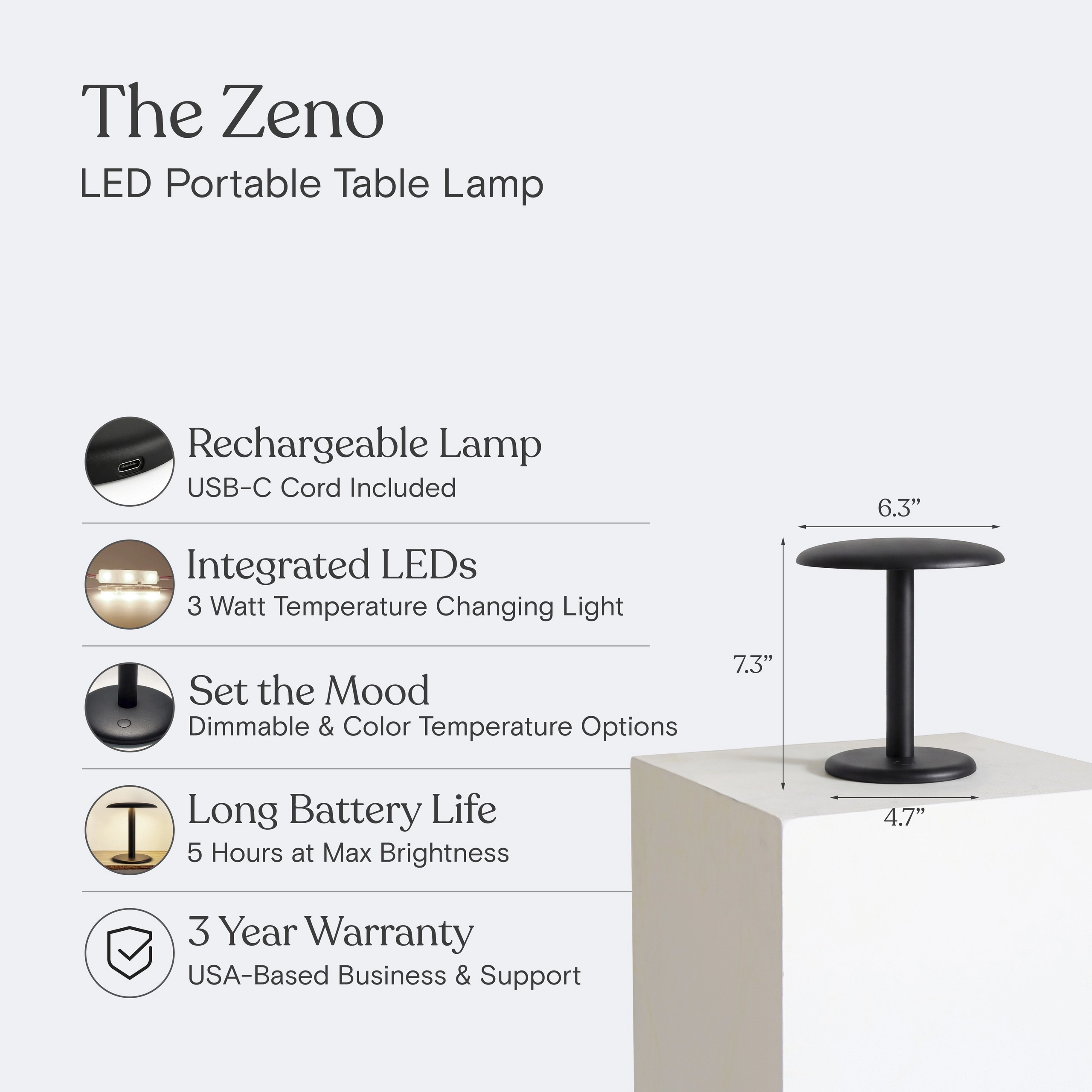 Brightech Zeno Portable LED Table Lamp