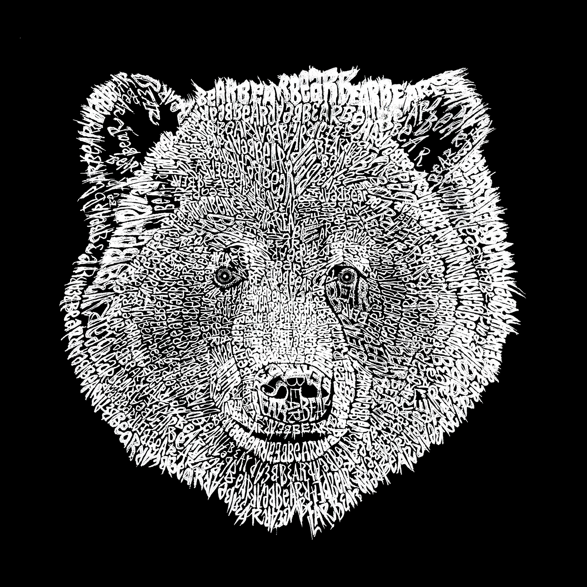 LA Pop Art Men's Bear Face Word T-Shirt - 100% Cotton, Crew Neck, Short Sleeve