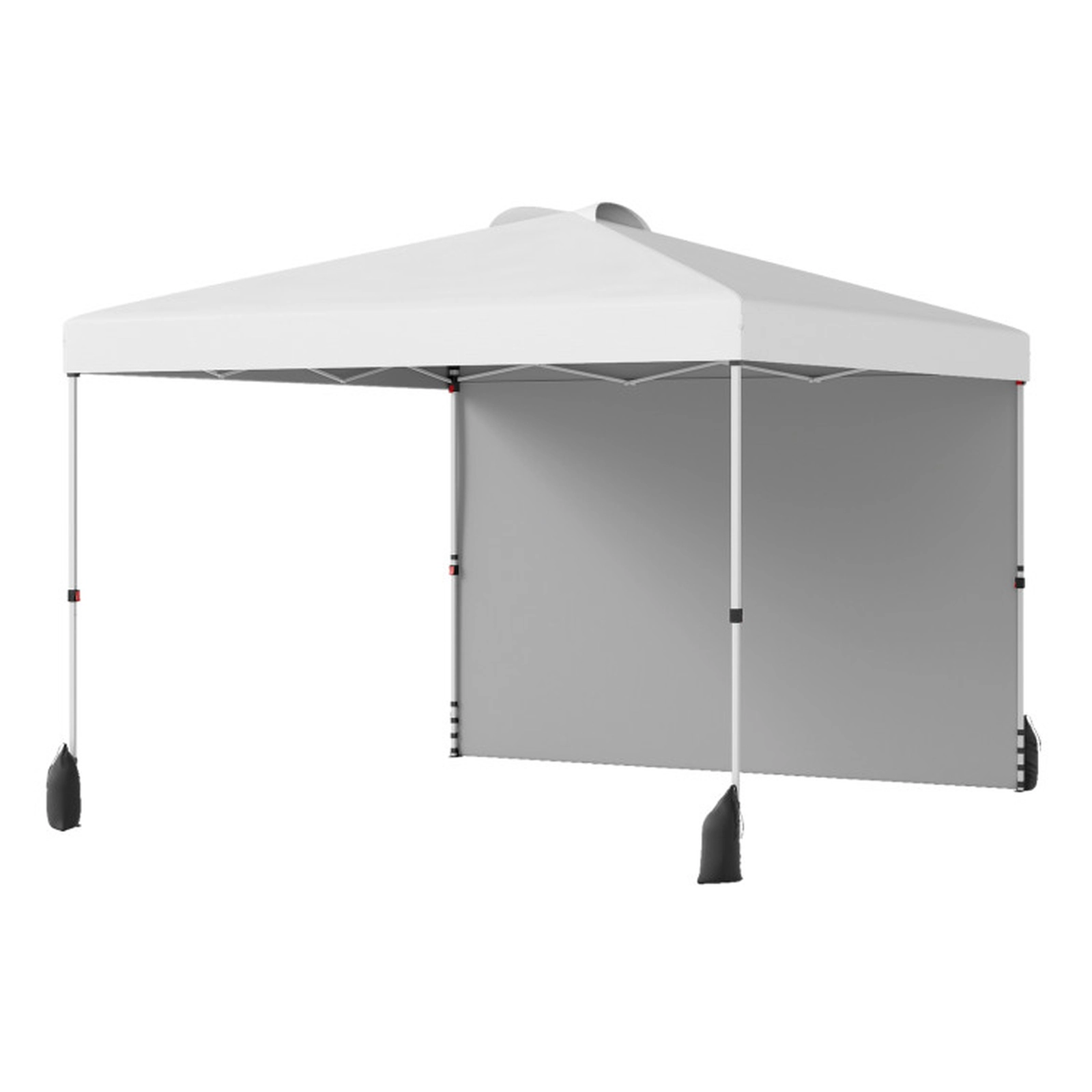 SUGIFT 10 x 10Pop Up Canopy Gazebo Tent with 1 Sidewall, Wheeled Bag, Stakes, Ropes and Sandbags 34-lb Net Weight White