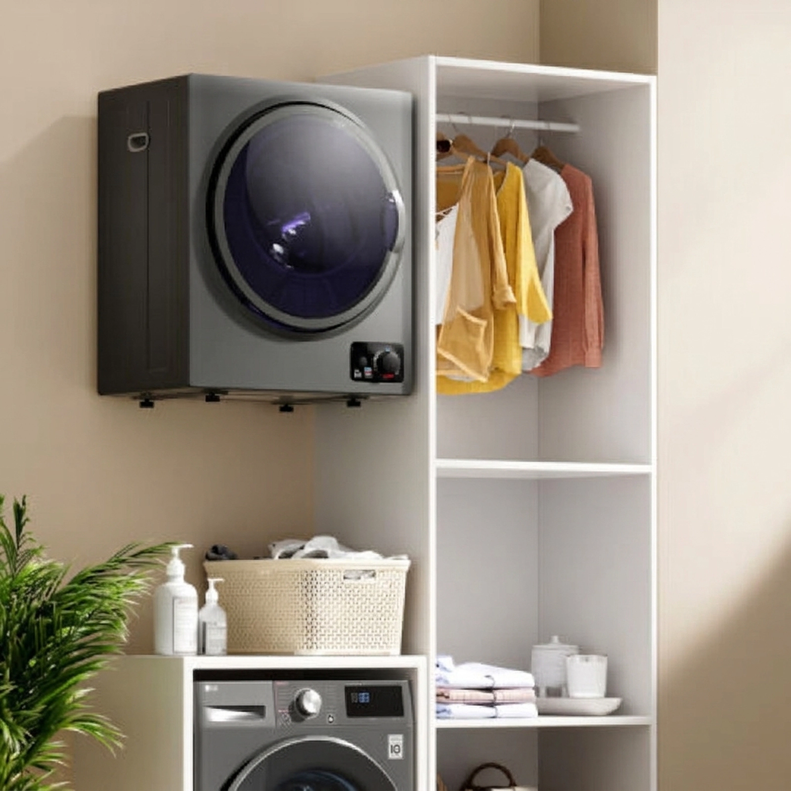 SUGIFT Electric Portable Clothes Dryer 5.5-lb Dry Capacity 10-lb Wet Capacity 1.5 cu ft Wall-Mountable Gray