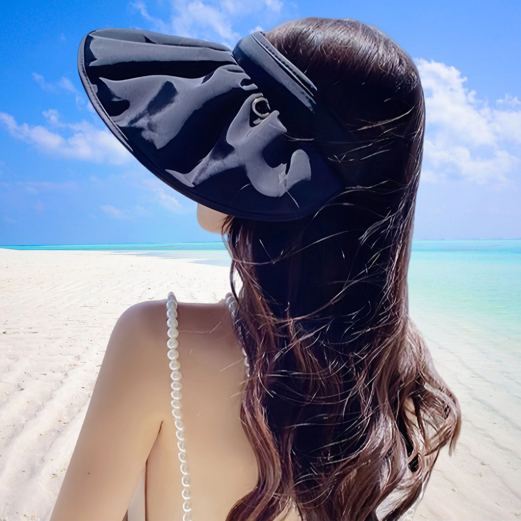 Anna-Kaci Womens Foldable Visors Sun Hat Wide Brim Roll-up Headband UV Protection Beach