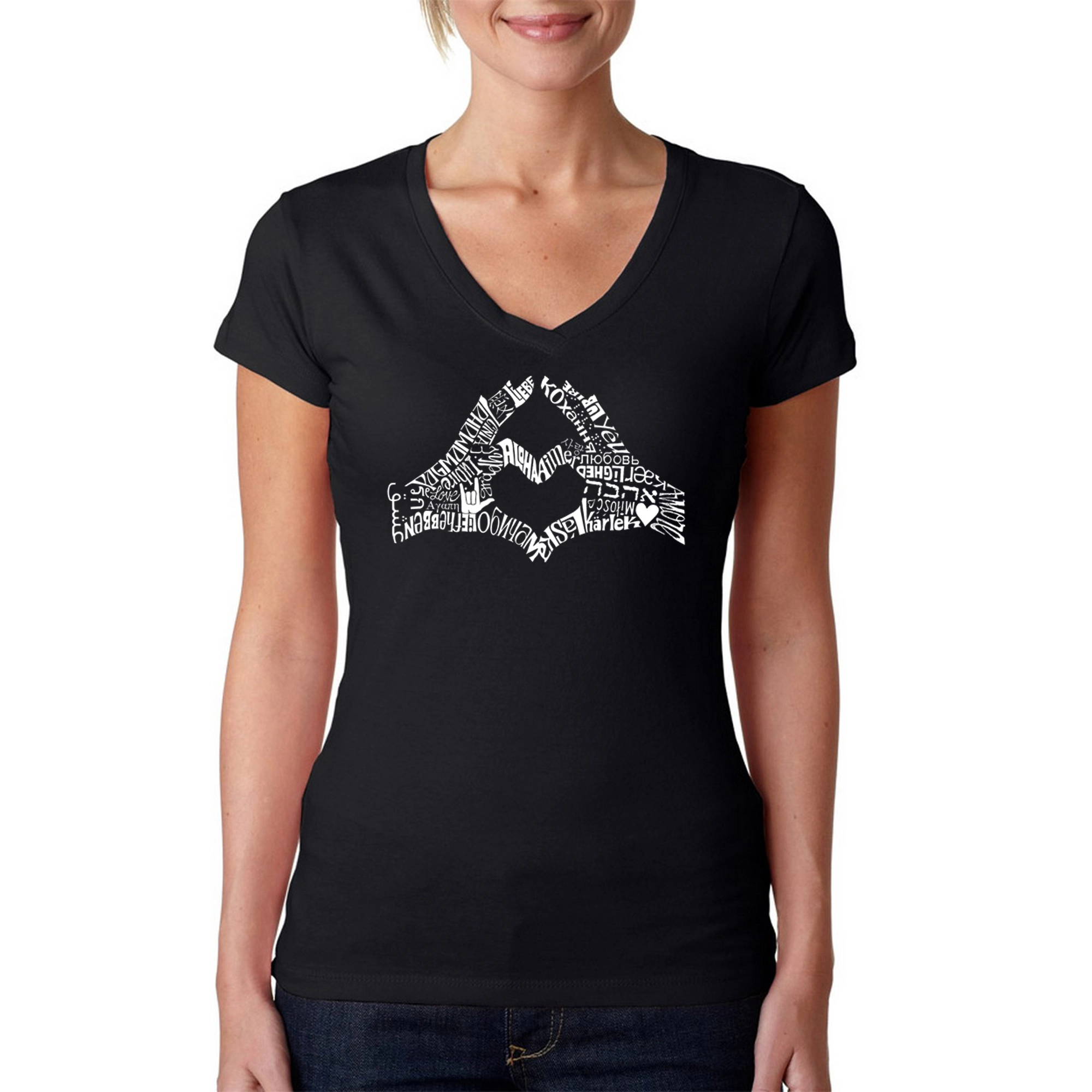 LA Pop Art Womens Word V-Neck T-Shirt