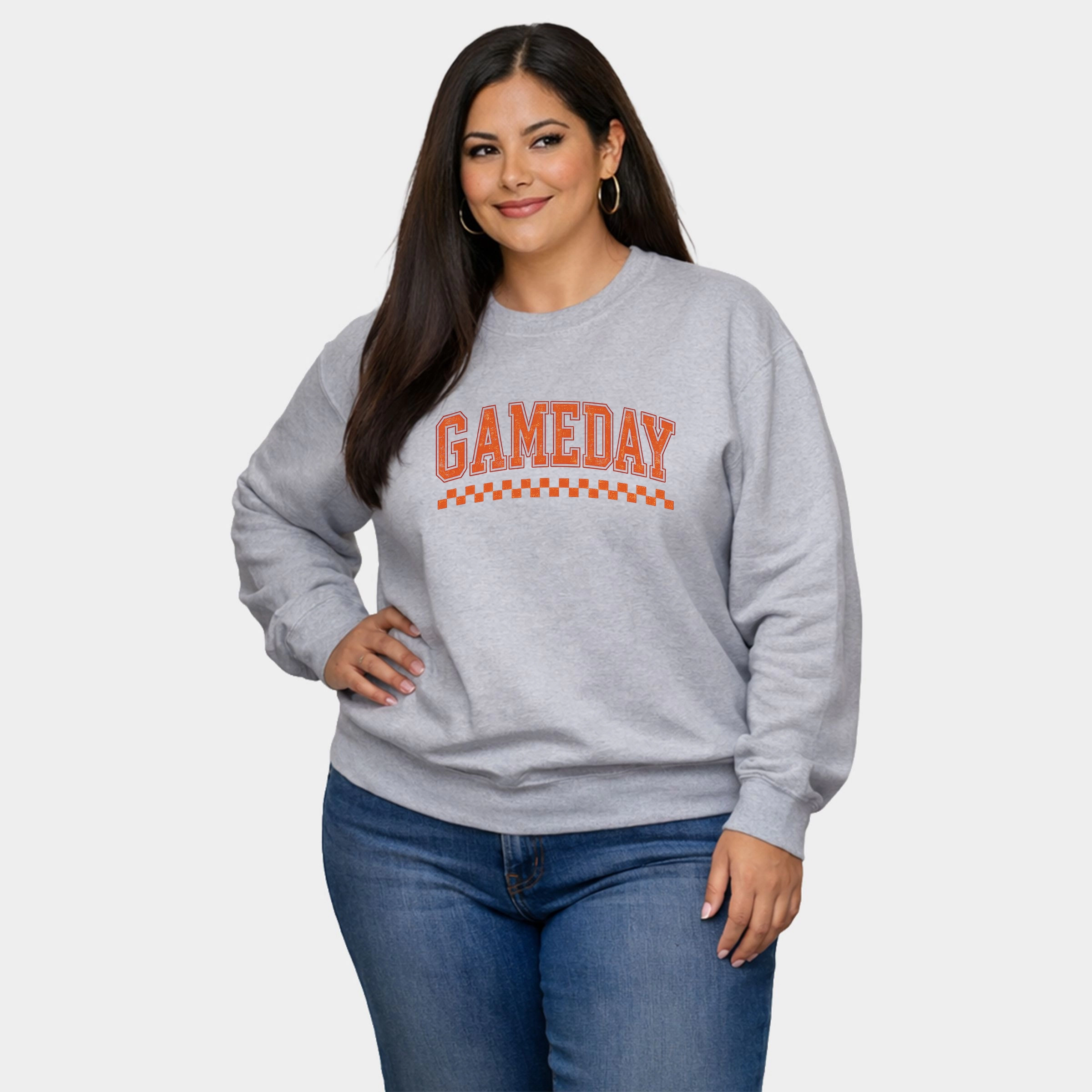 Simply Sage Market - Women's Plus Sized Graphic Sweatshirt Gameday Varsity Checkers