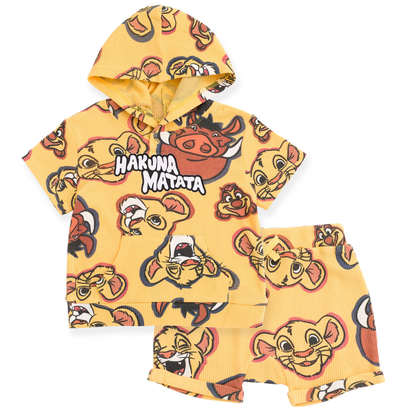 Disney Boys' 2-Piece Waffle Hooded Tee and Shorts Set